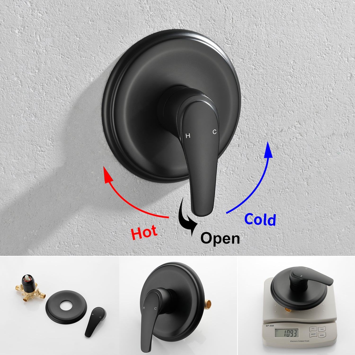 10 Spray Modes Wall Mount Rain Showerhead and Bathtub Faucet Set