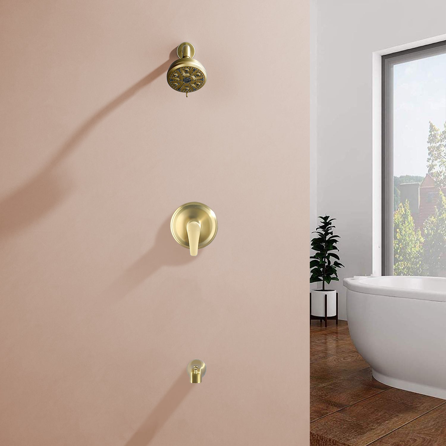10 Spray Modes Wall Mount Rain Showerhead and Bathtub Faucet Set