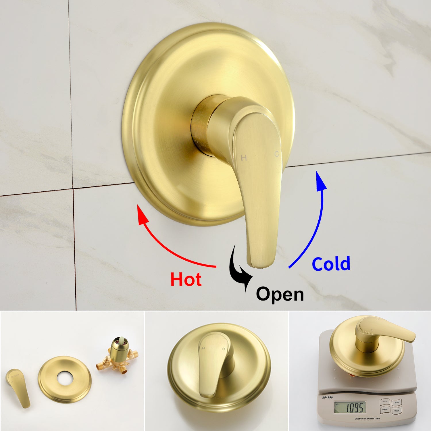 10 Spray Modes Wall Mount Rain Showerhead and Bathtub Faucet Set