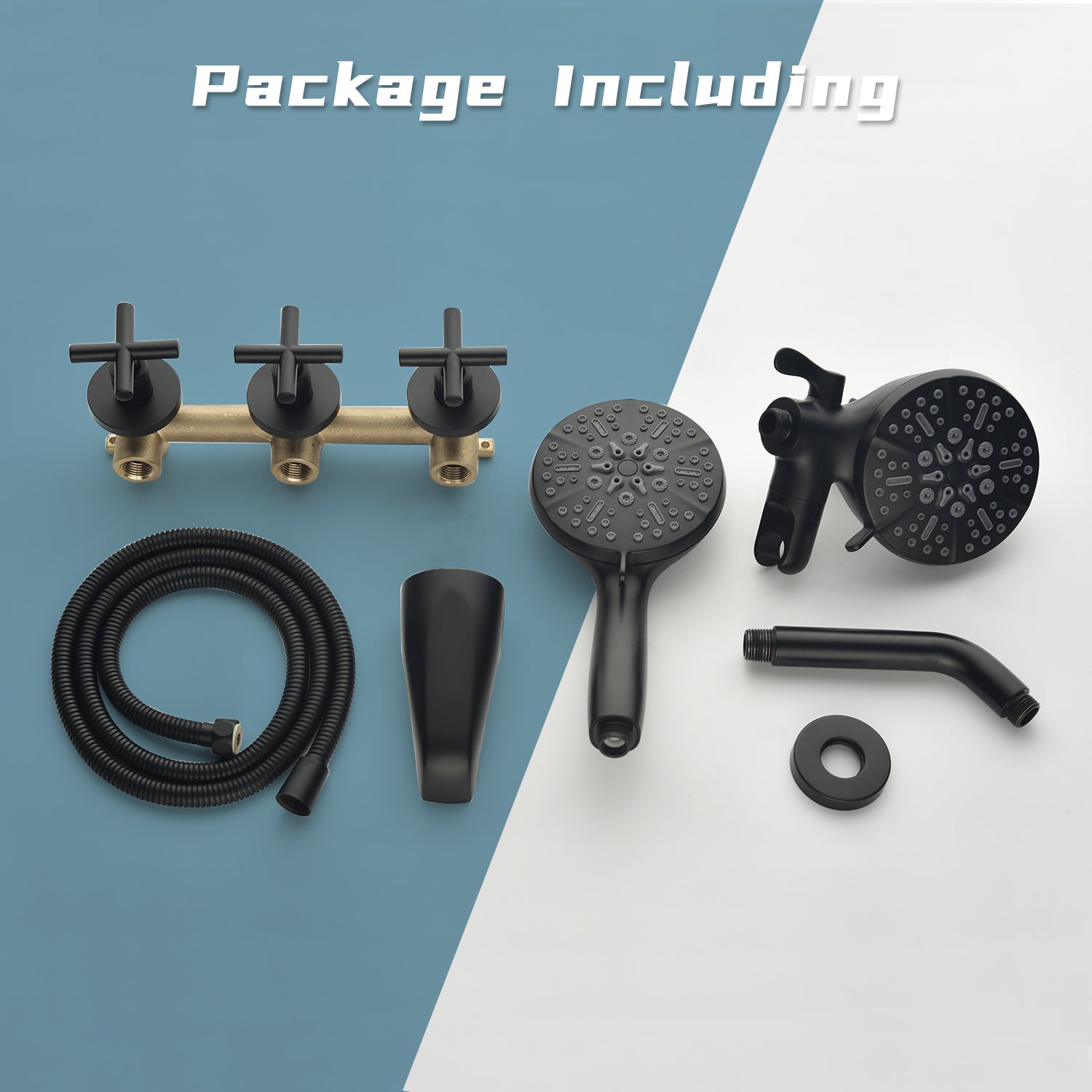 Dual Head Wall Mount Shower System with 7 Spray Functions Shower Faucet