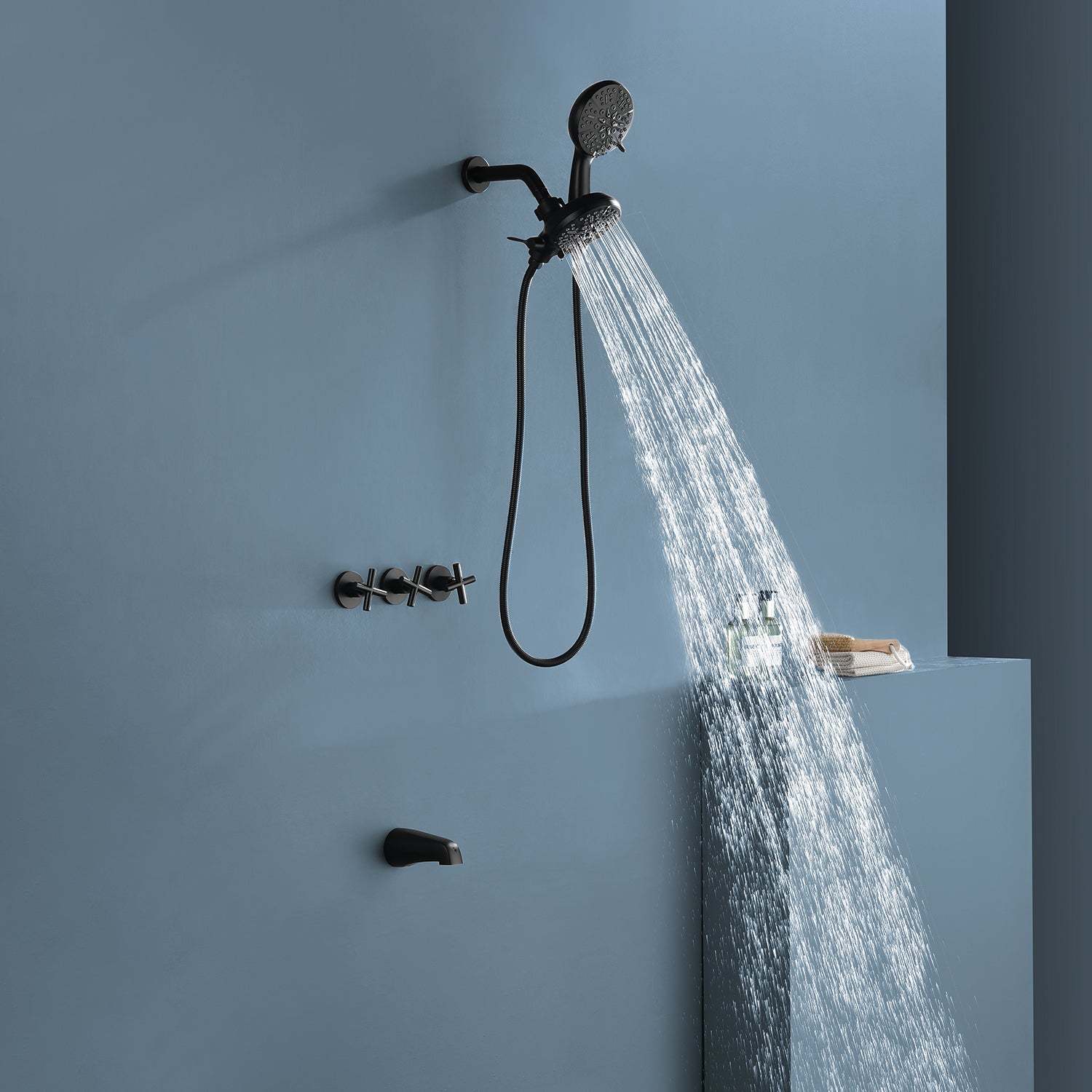 Dual Head Wall Mount Shower System with 7 Spray Functions Shower Faucet
