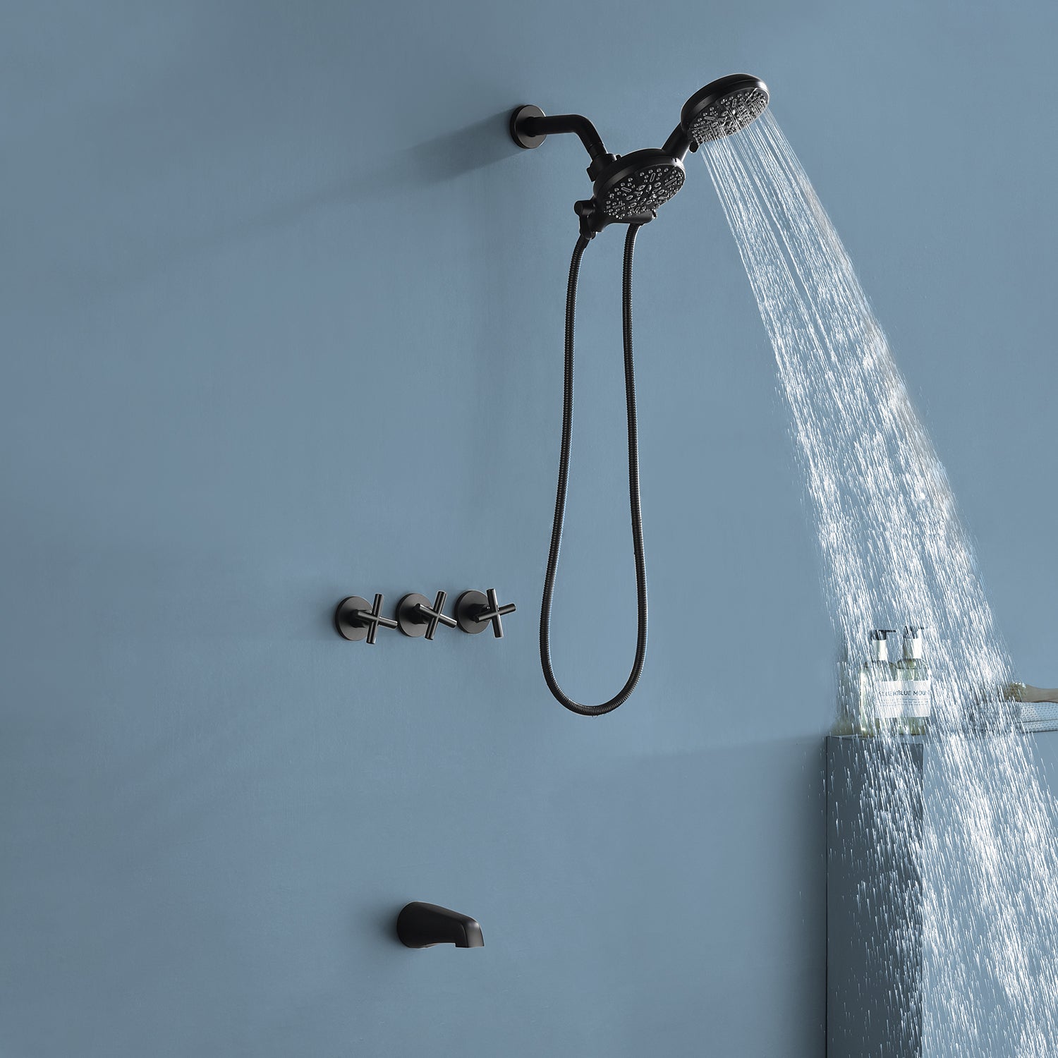 Dual Head Wall Mount Shower System with 7 Spray Functions Shower Faucet