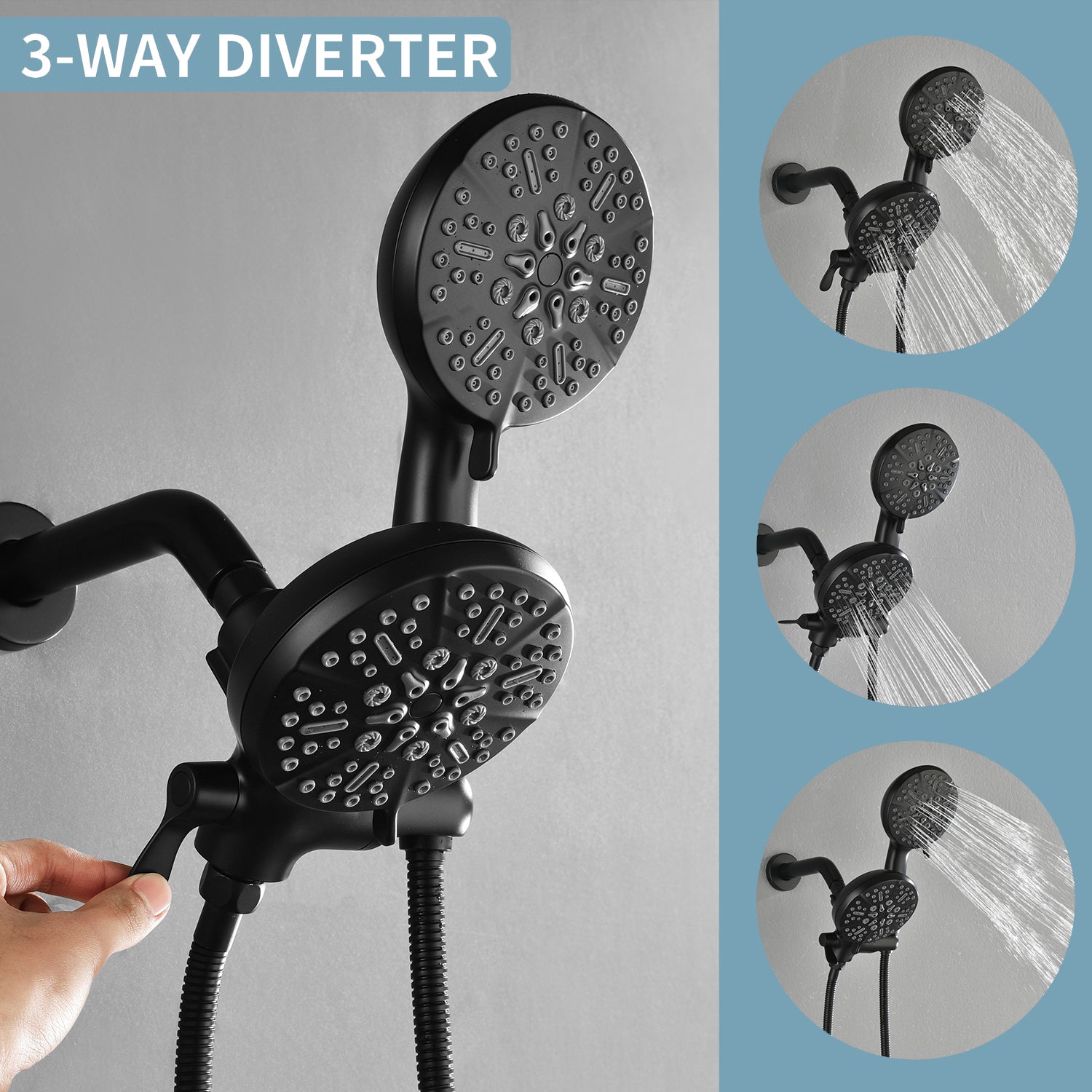 Dual Head Wall Mount Shower System with 7 Spray Functions Shower Faucet