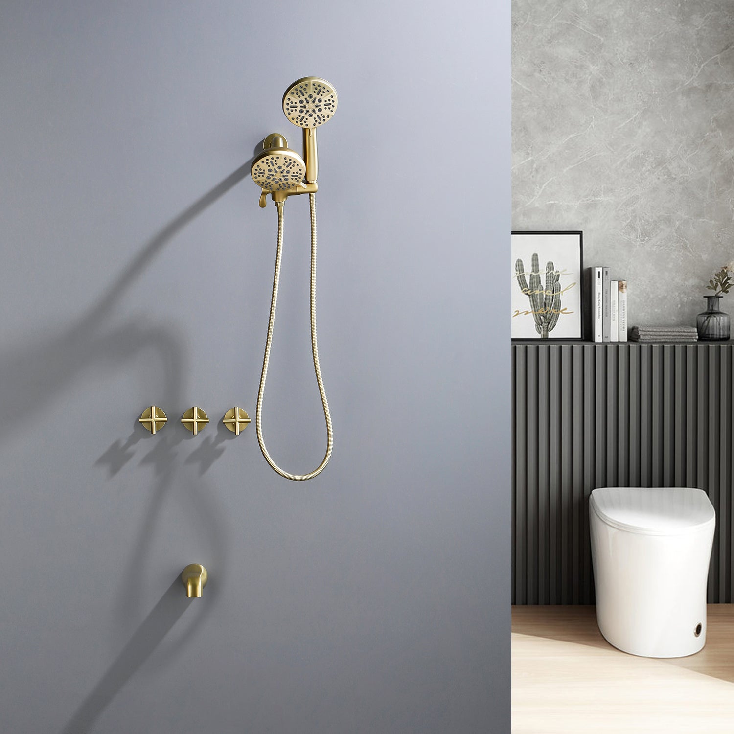 Dual Head Wall Mount Shower System with 7 Spray Functions Shower Faucet
