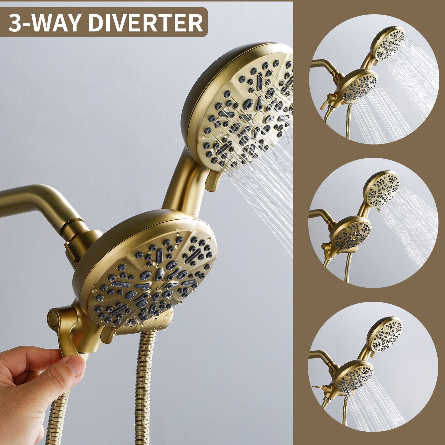 Dual Head Wall Mount Shower System with 7 Spray Functions Shower Faucet