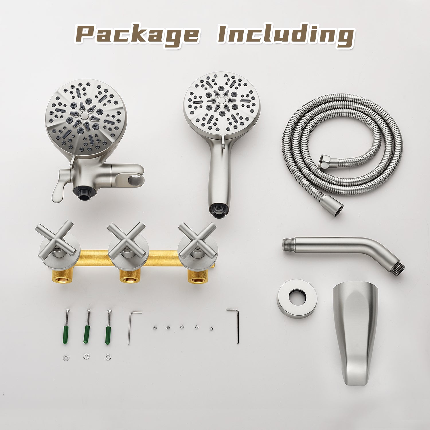 Dual Head Wall Mount Shower System with 7 Spray Functions Shower Faucet
