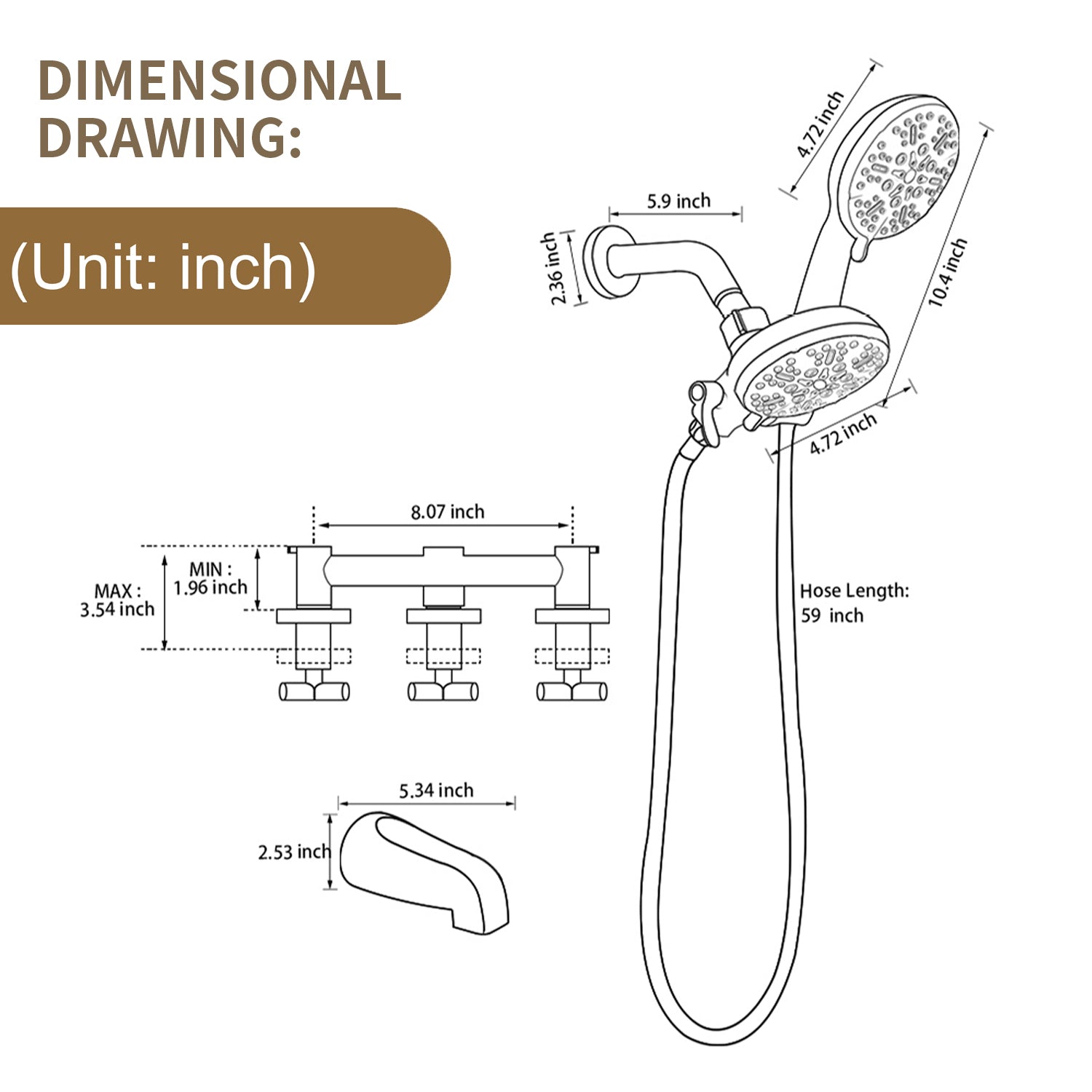 Dual Head Wall Mount Shower System with 7 Spray Functions Shower Faucet