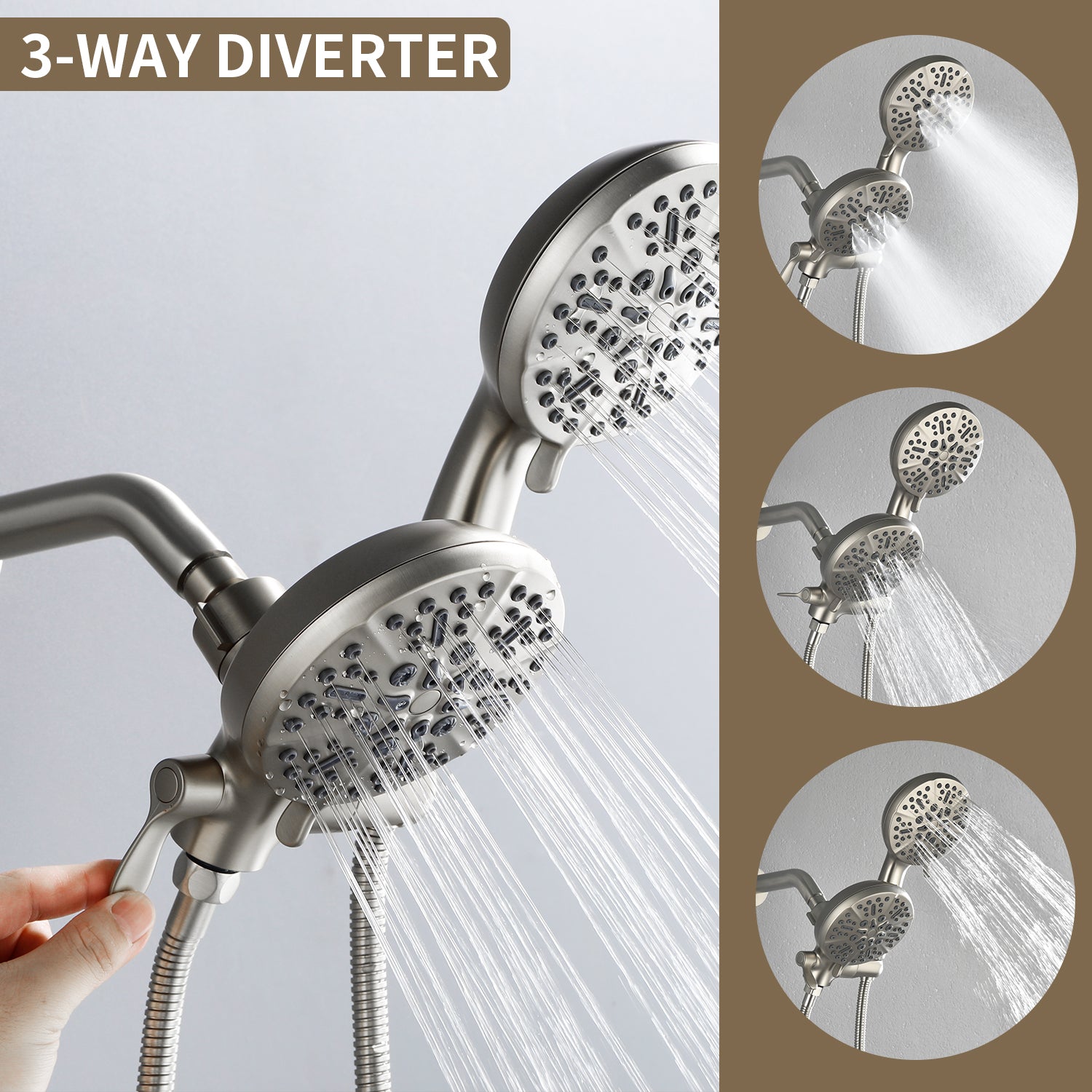Dual Head Wall Mount Shower System with 7 Spray Functions Shower Faucet