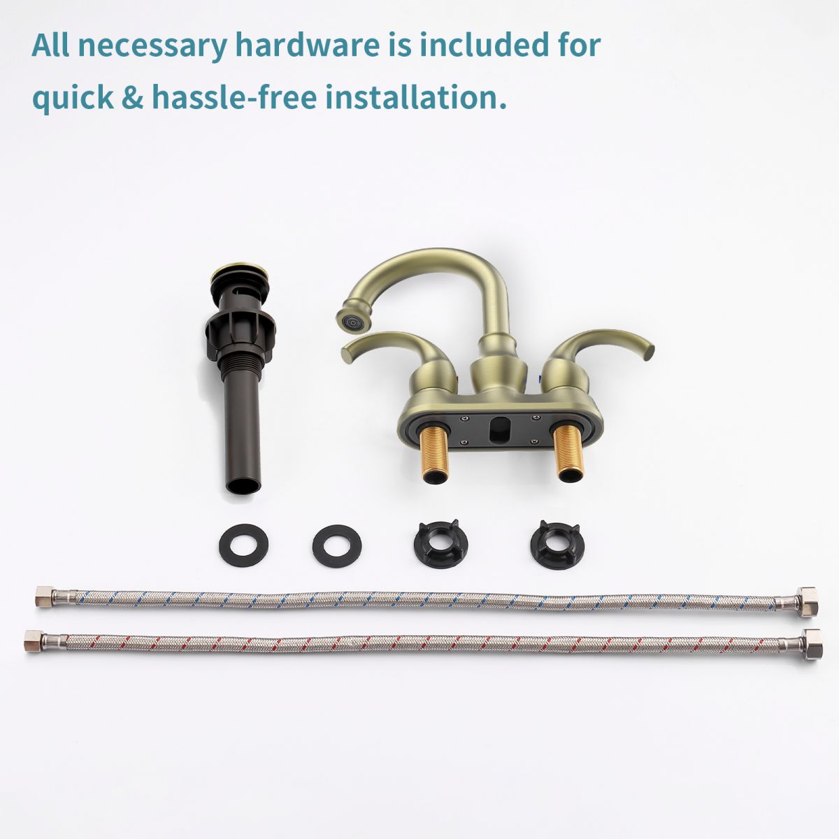 2 Handle Brushed Gold 4 Inch Bathroom Faucet with 360 Degree Rotating Spout