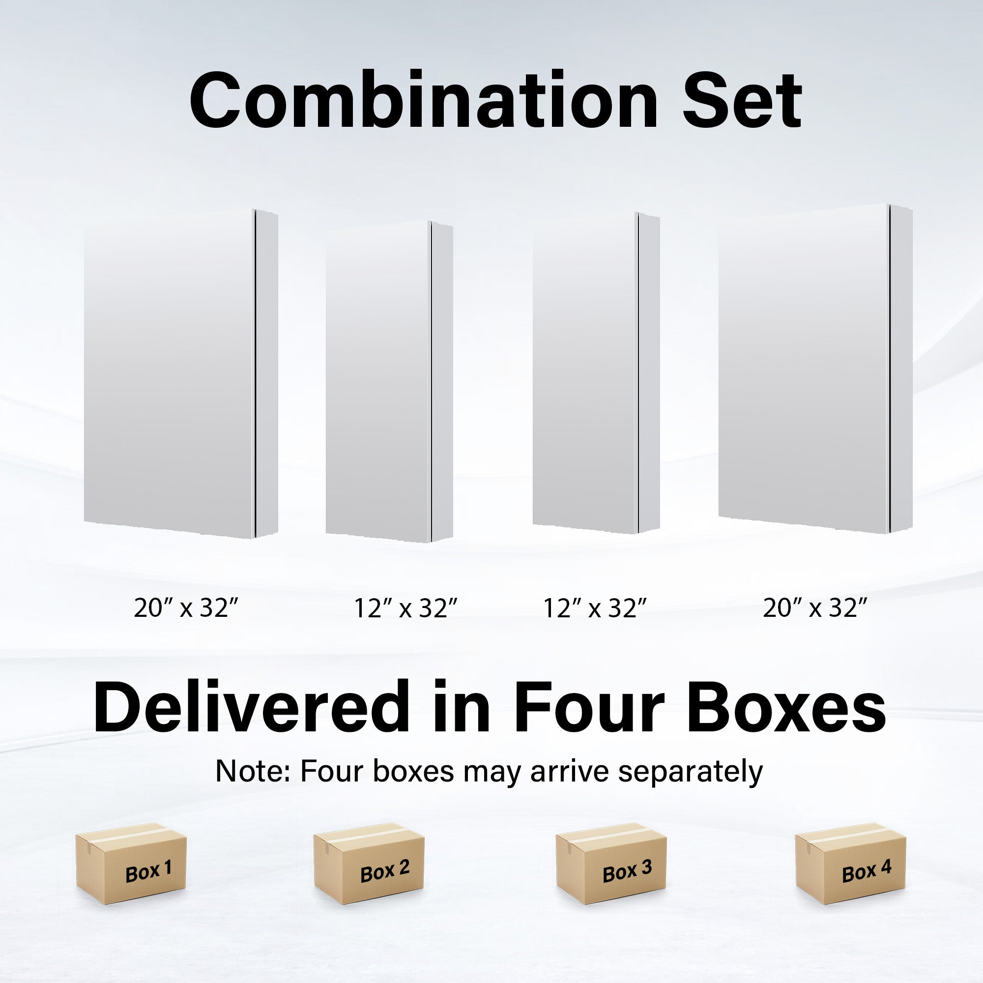 64 in.×32 in.H Copper-Free Mirror Medicine Cabinet with Soft-Close Blum® Hinges and 4 Doors