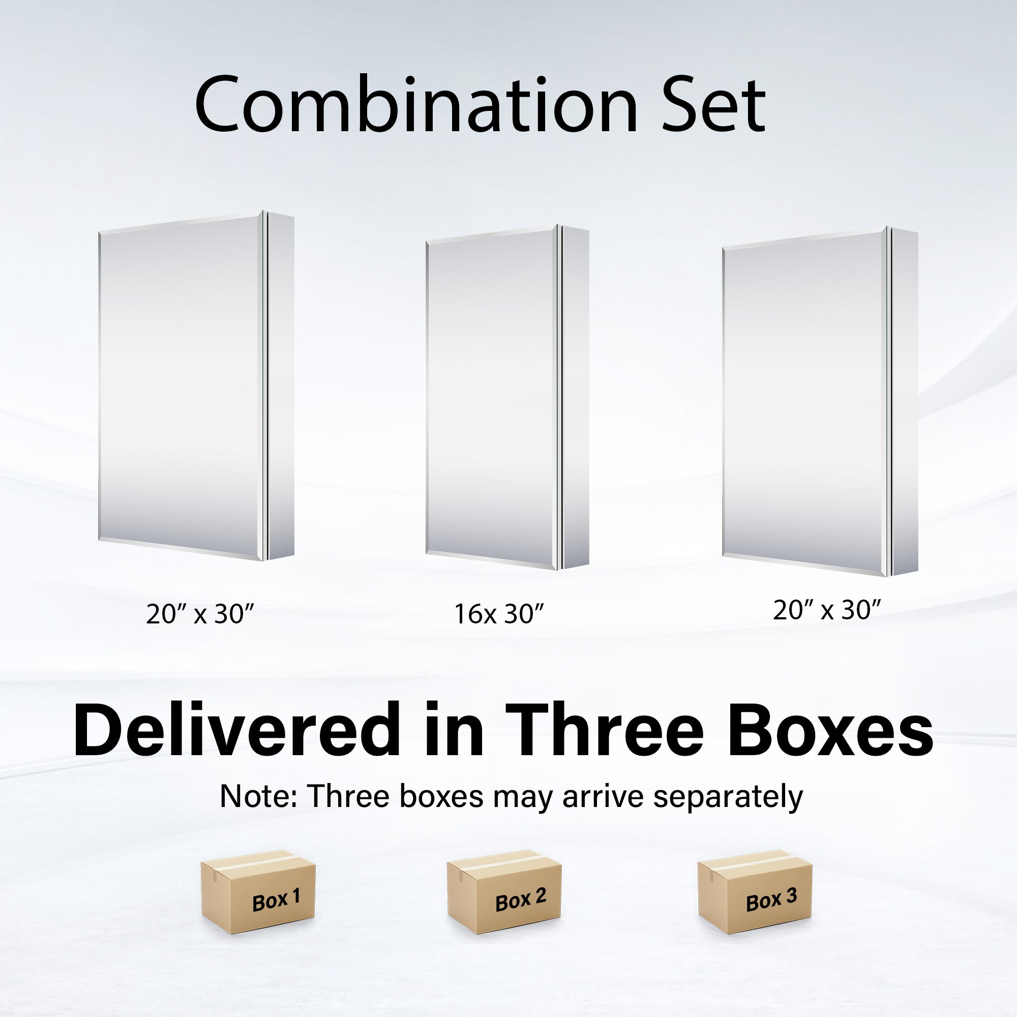 56 in.×30 in.H Aluminum Copper-Free Mirror Medicine Cabinet with Beveled Mirror Door, Recessed or Surface Mount, Adjustable Shelves