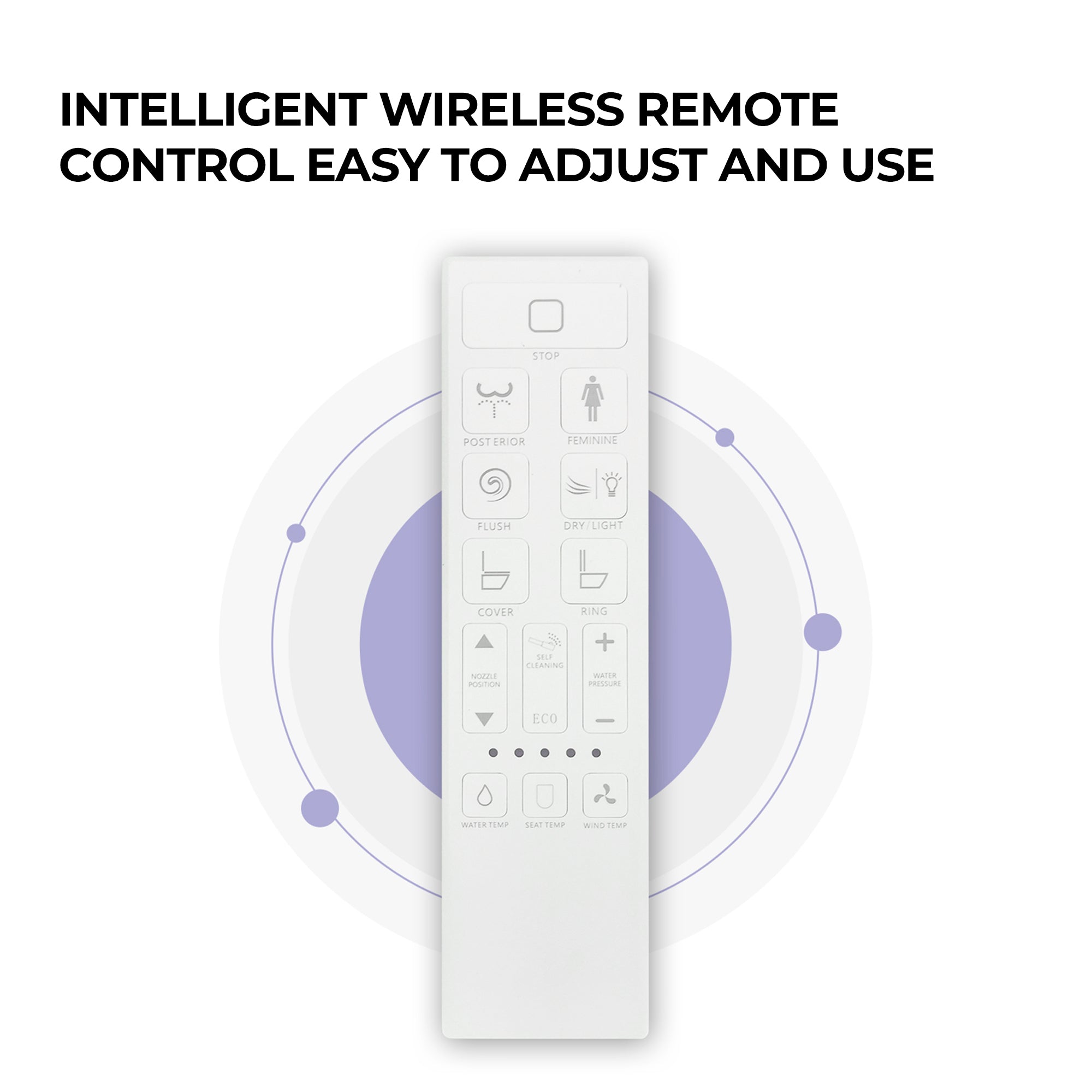 Smart Bidet Toilet with One-Click Knob, Foot Sensor Function, Auto Flush, LED Display in White