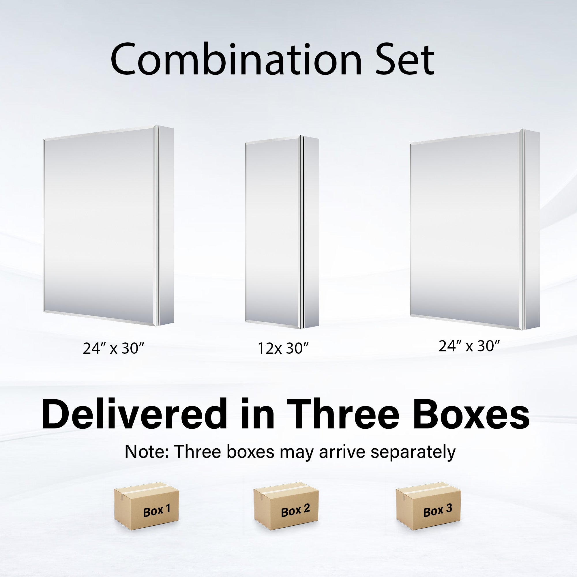 60 in.×30 in.H Aluminum Copper-Free Mirror Medicine Cabinet with Beveled Mirror Door, Recessed or Surface Mount, Adjustable Shelves