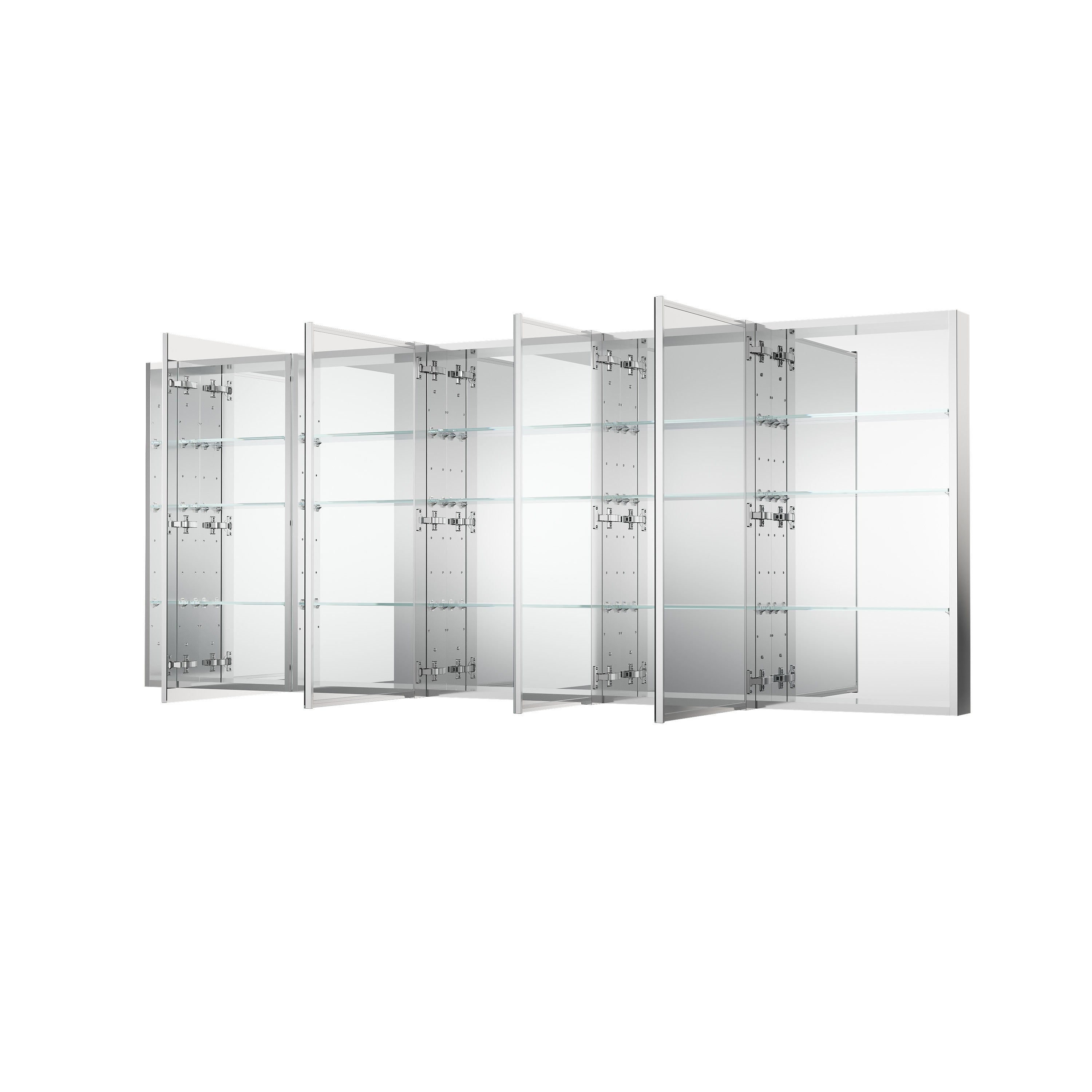 92 in. ×36 in. Copper-Free Tri-Views Mirror Medicine Cabinet with Adjustable Shelves and 5 Swing Doors