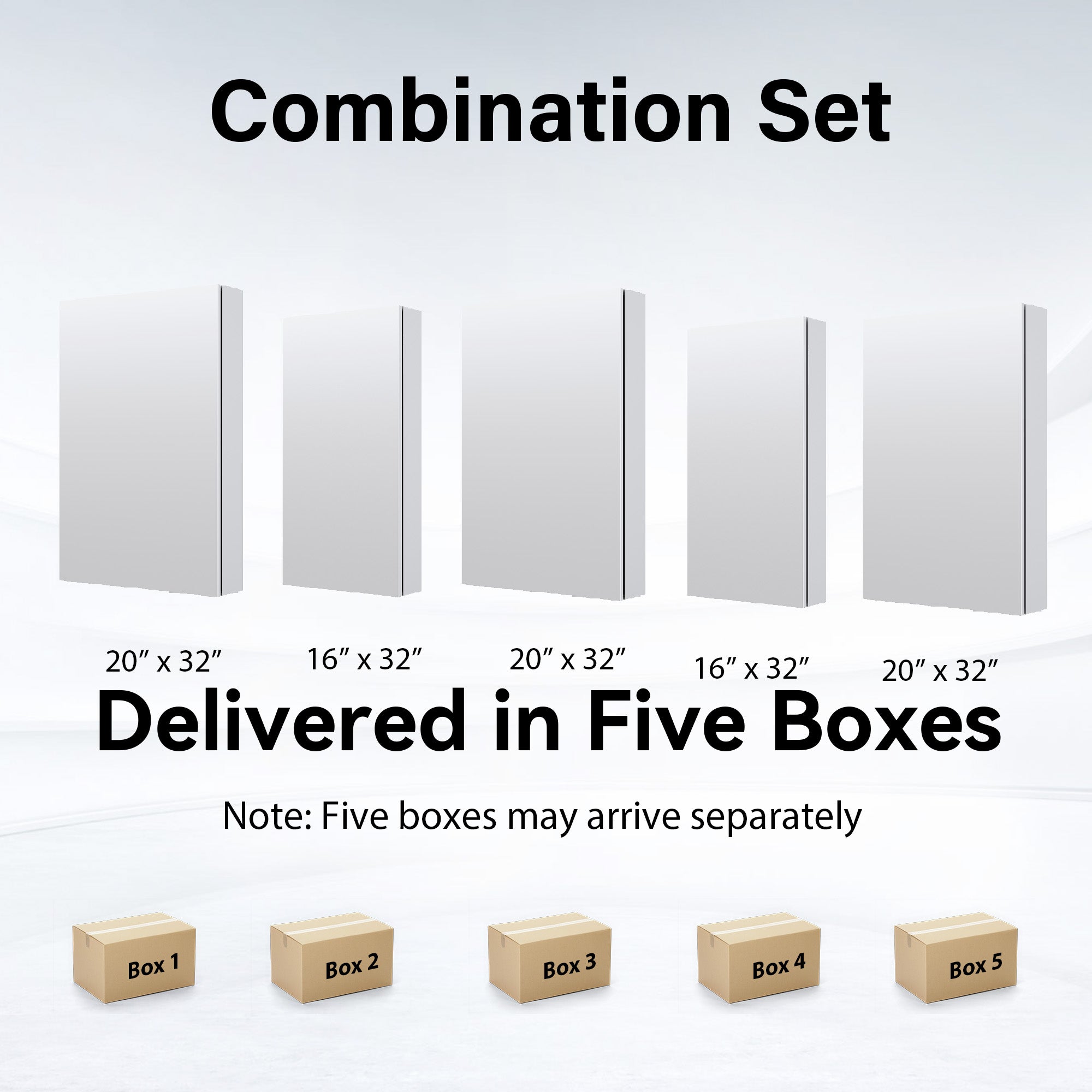 92 in.×32 in.H Copper-Free Mirror Medicine Cabinet with Soft-Close Blum® Hinges and 5 Doors