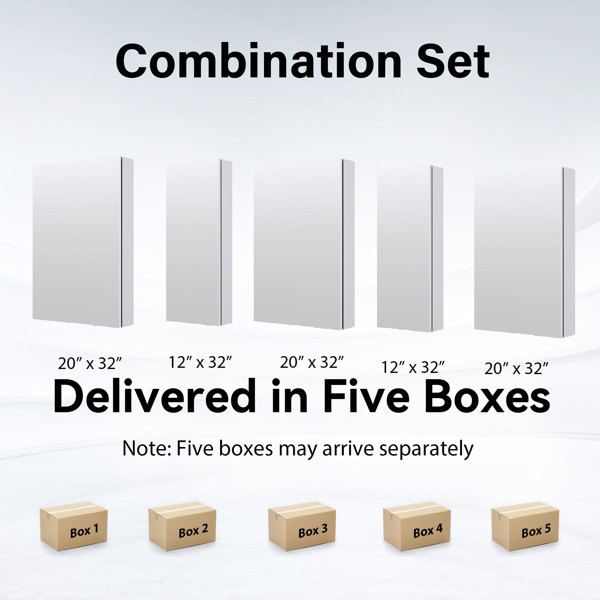 84 in.×32 in.H Copper-Free Mirror Medicine Cabinet with Soft-Close Blum® Hinges and 5 Doors