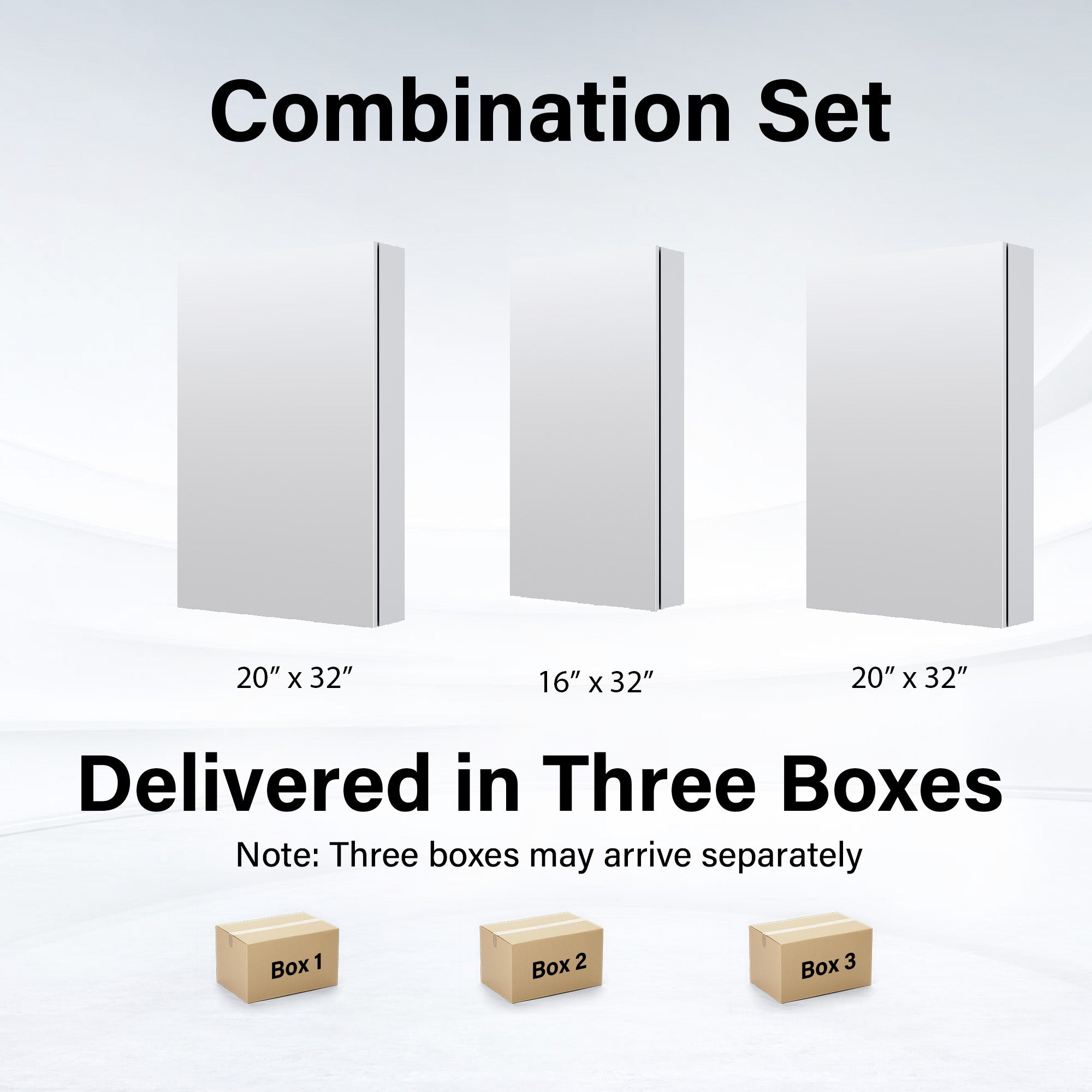 56 in.×32 in.H Copper-Free Mirror Medicine Cabinet with Soft-Close Blum® Hinges and 3 Doors