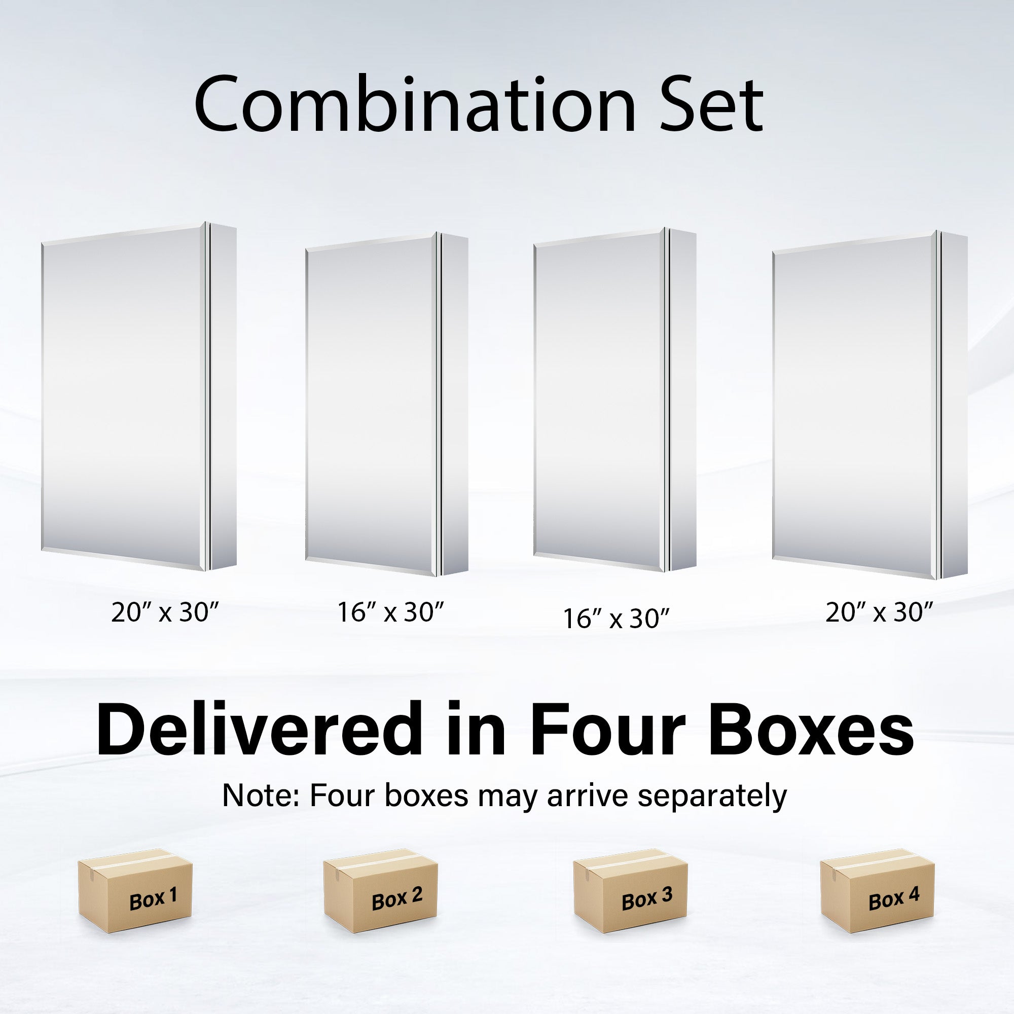 72 in.×30 in.H Aluminum Copper-Free Mirror Medicine Cabinet with Beveled Mirror Door, Recessed or Surface Mount, Adjustable Shelves