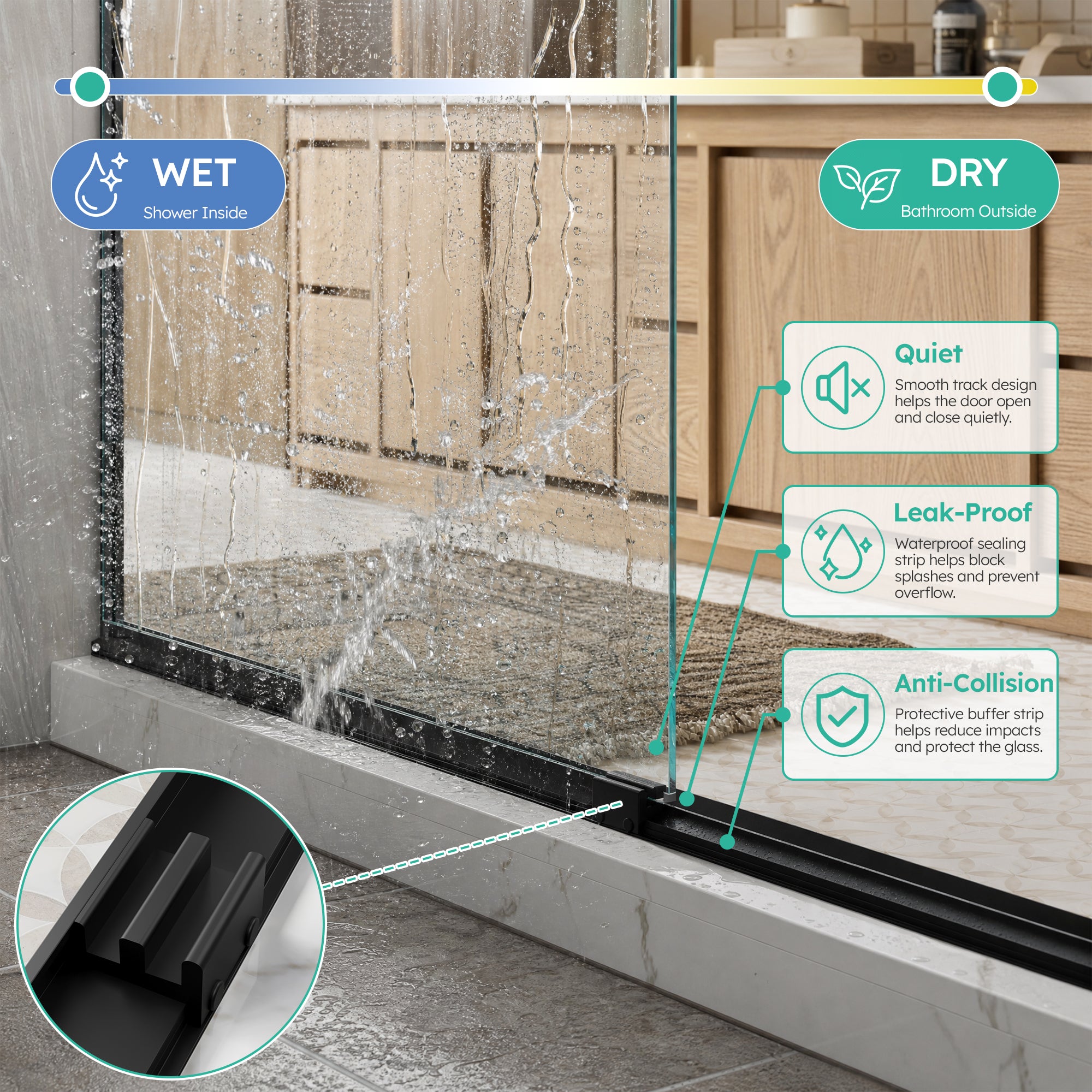 56–60 in. W x 72 in. H Framed Double Sliding Shower Door with 6mm Tempered Safety Glass