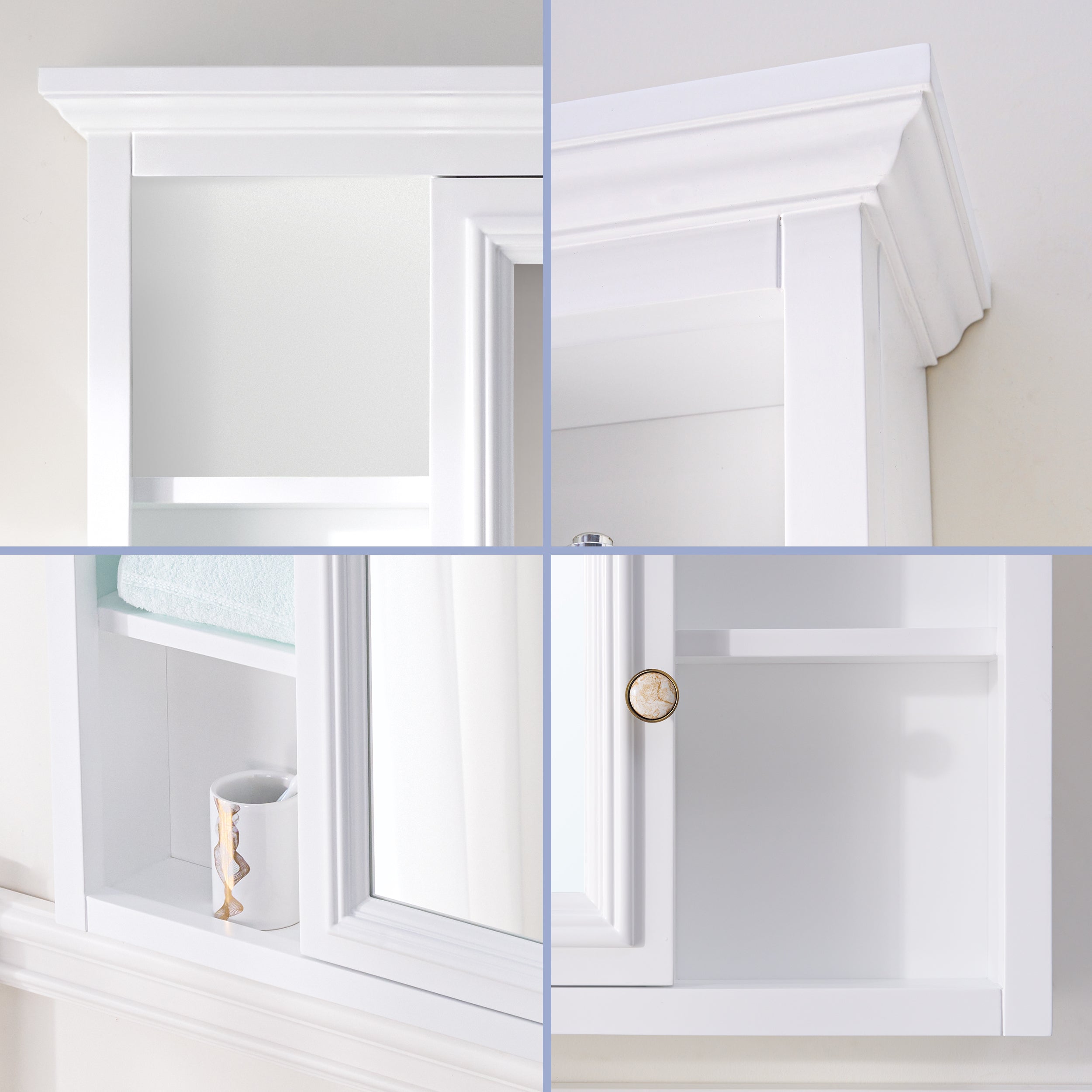 40 in. W x 30 in. H Rectangular White Solid Wood Surface-Mount Medicine Cabinet with Mirror