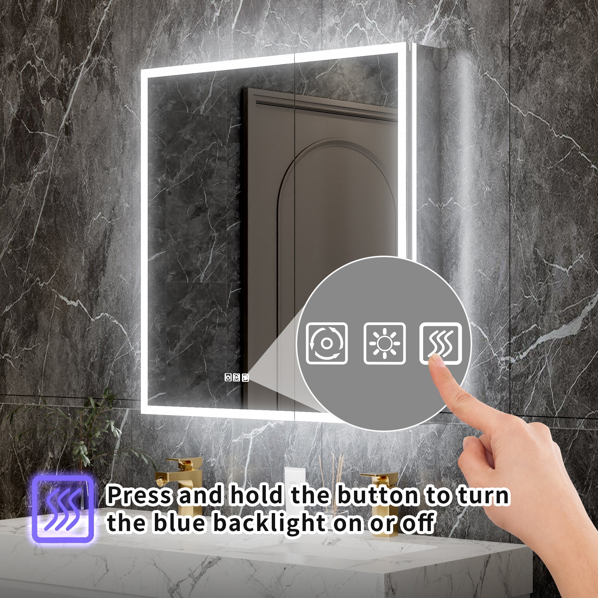 30 in. x 32 in. Recessed/Surface Mount LED Medicine Cabinet with 5X Magnifier Mirror, Aluminum Frame
