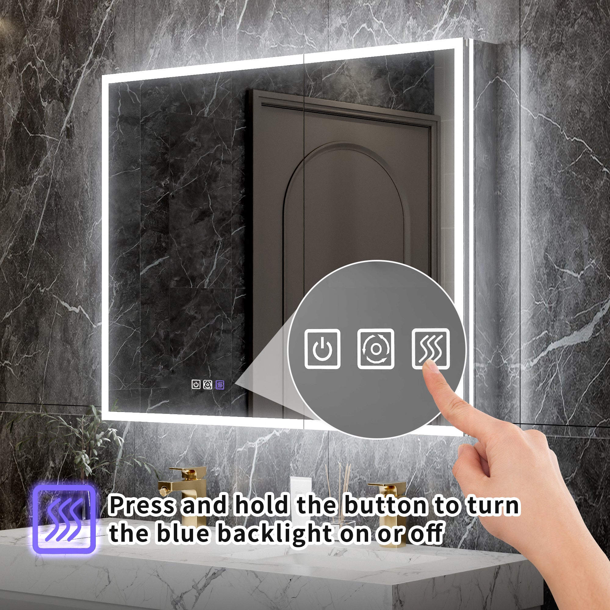 40 in. x 32 in. Recessed/Surface Mount LED Medicine Cabinet with 5X Magnifier Mirror, Aluminum Frame