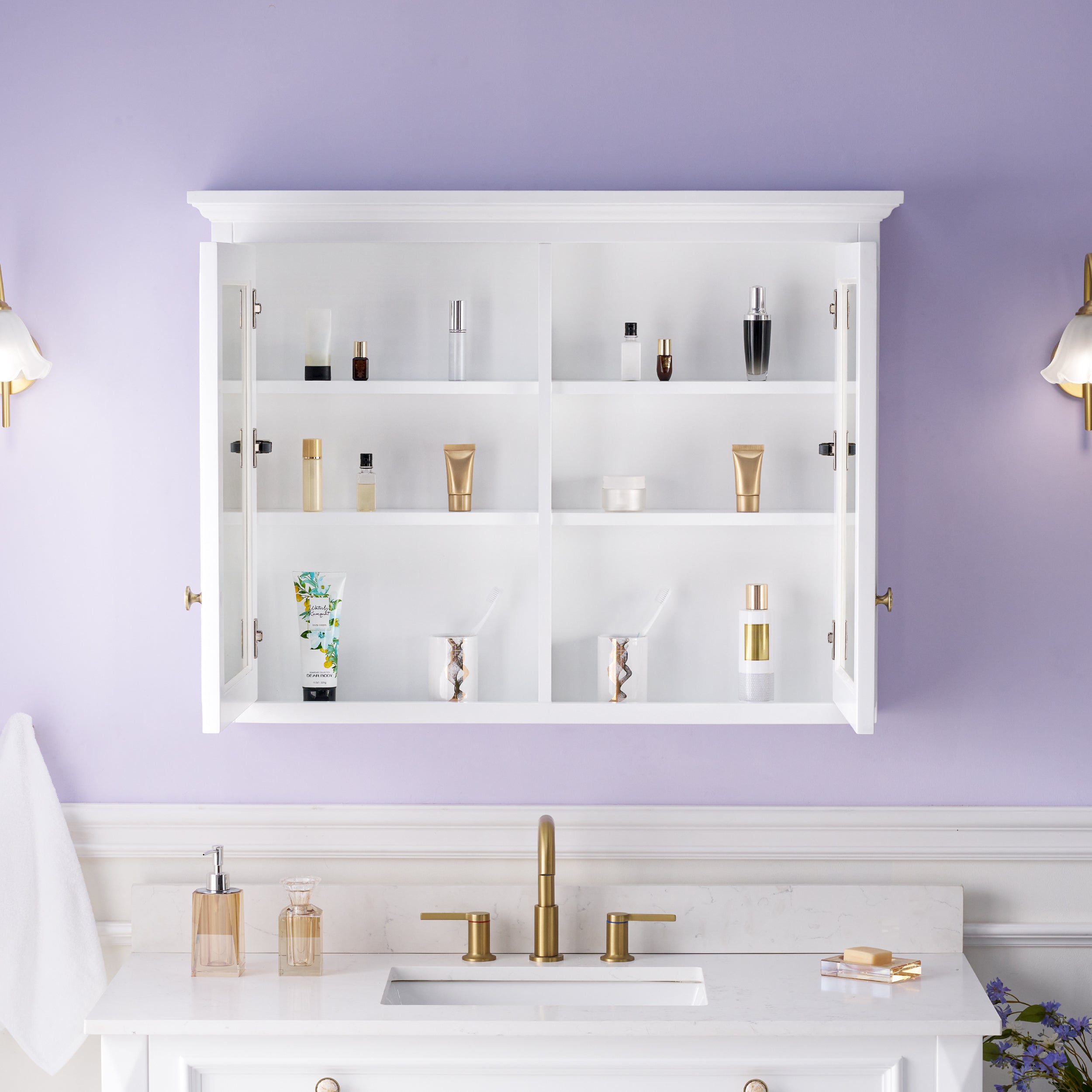 40 in. W x 30 in. H Solid Wood Surface-Mount Medicine Cabinet with Mirror, Z-Bar Hangs Vertically