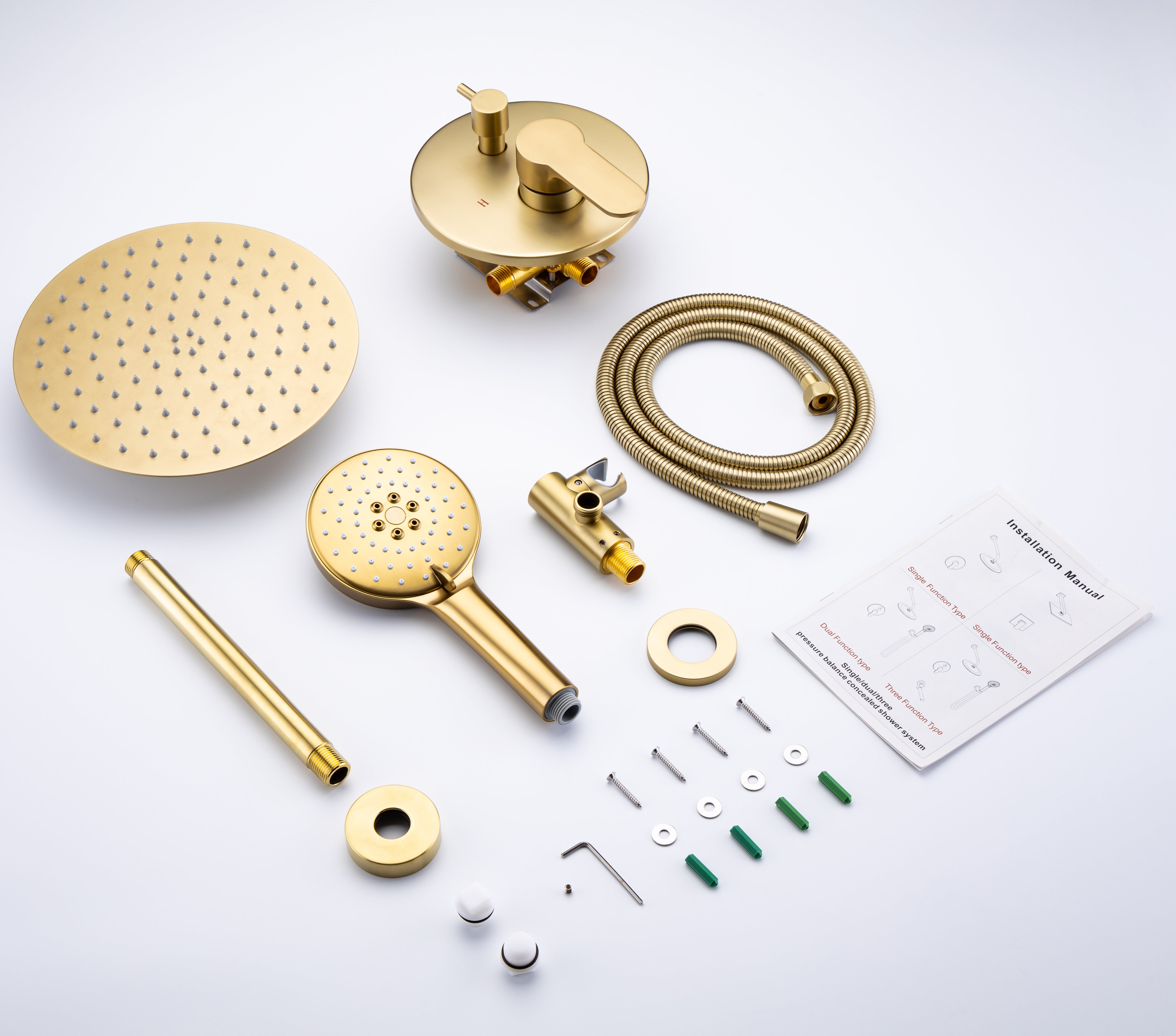 Single-Handle 3-Spray Round High Pressure Ceiling Shower Faucet with 10 in. Shower Head