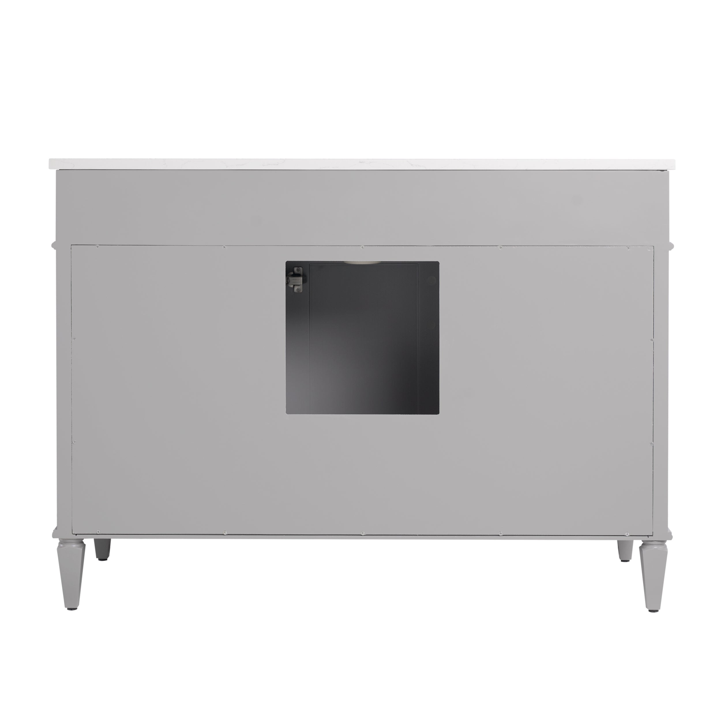 48 in. Bathroom Vanity in Grey with Quartz Vanity Top in Carrara with Single White Basin