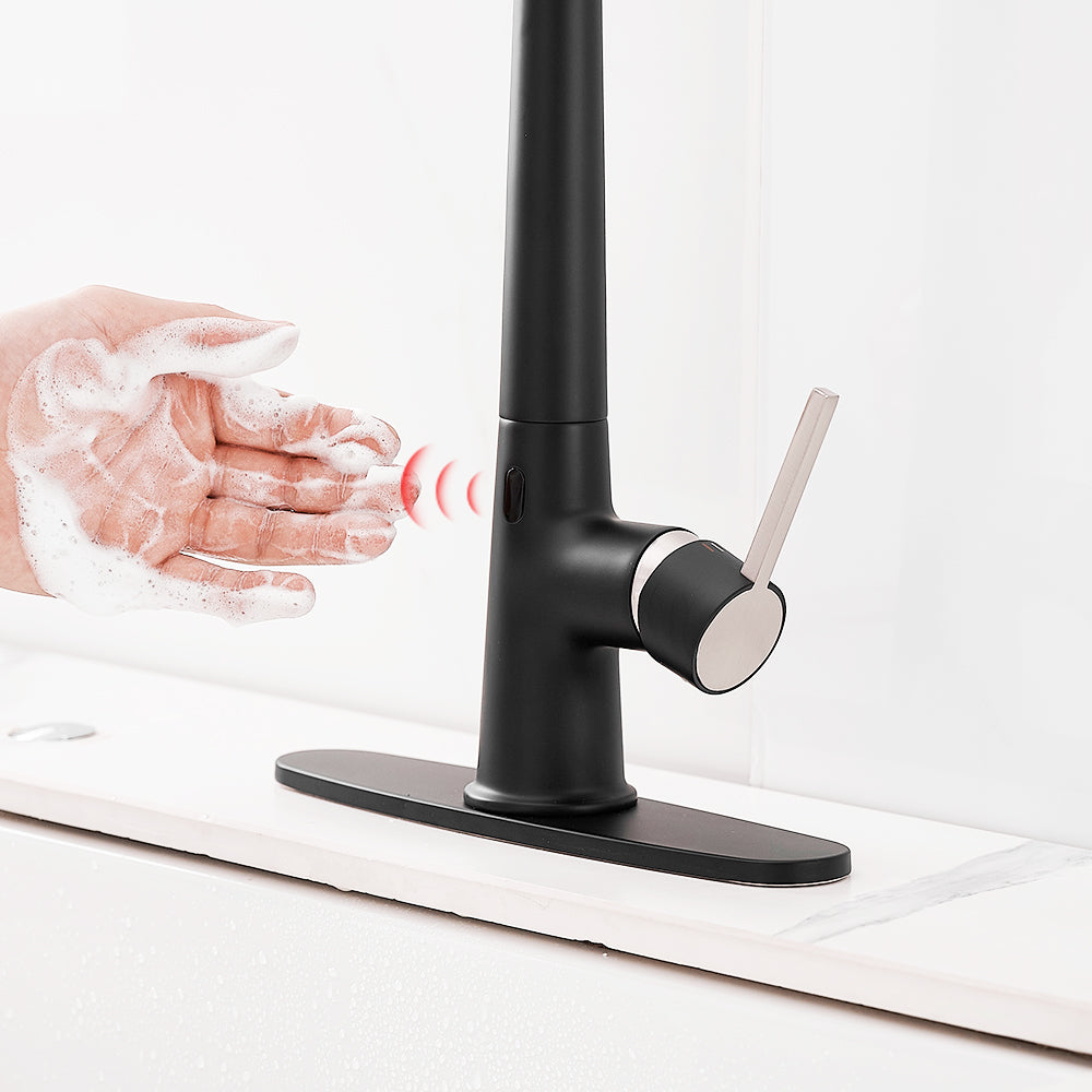 Single Handle Touchless Gooseneck Pull Down Sprayer Kitchen Faucet