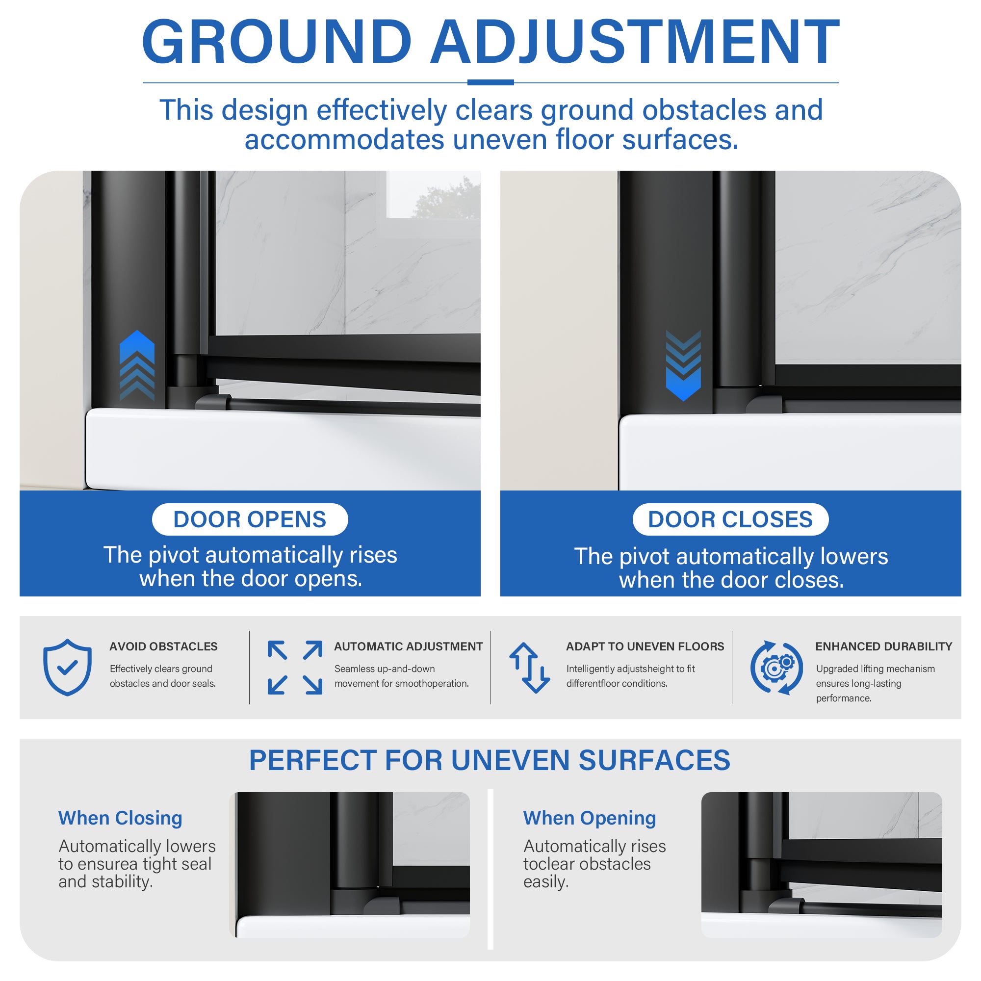 24-7/16”-26” x 68” Semi-Frameless Pivot Shower Door with 1/4 inch Tempered Glass