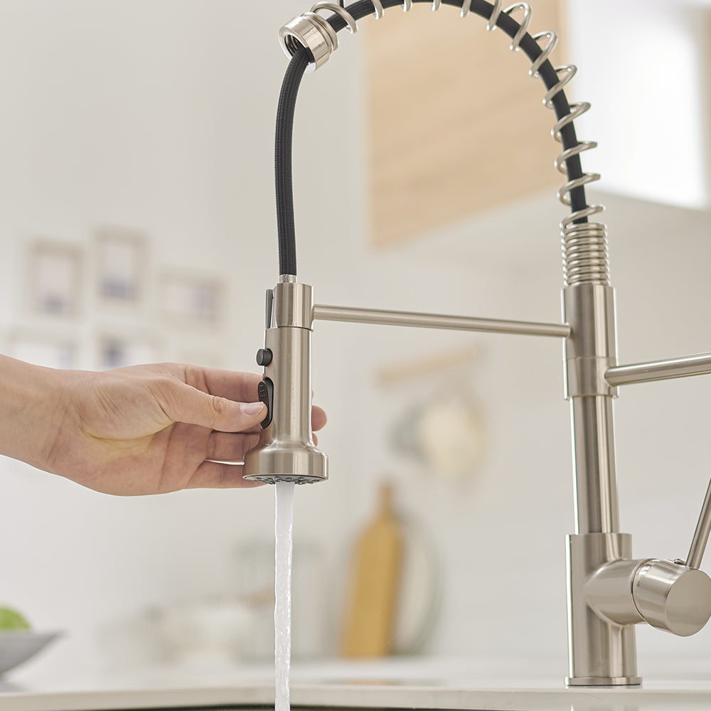 Single Handle Gooseneck Pull Down Sprayer Kitchen Faucet with Purified Water Faucet