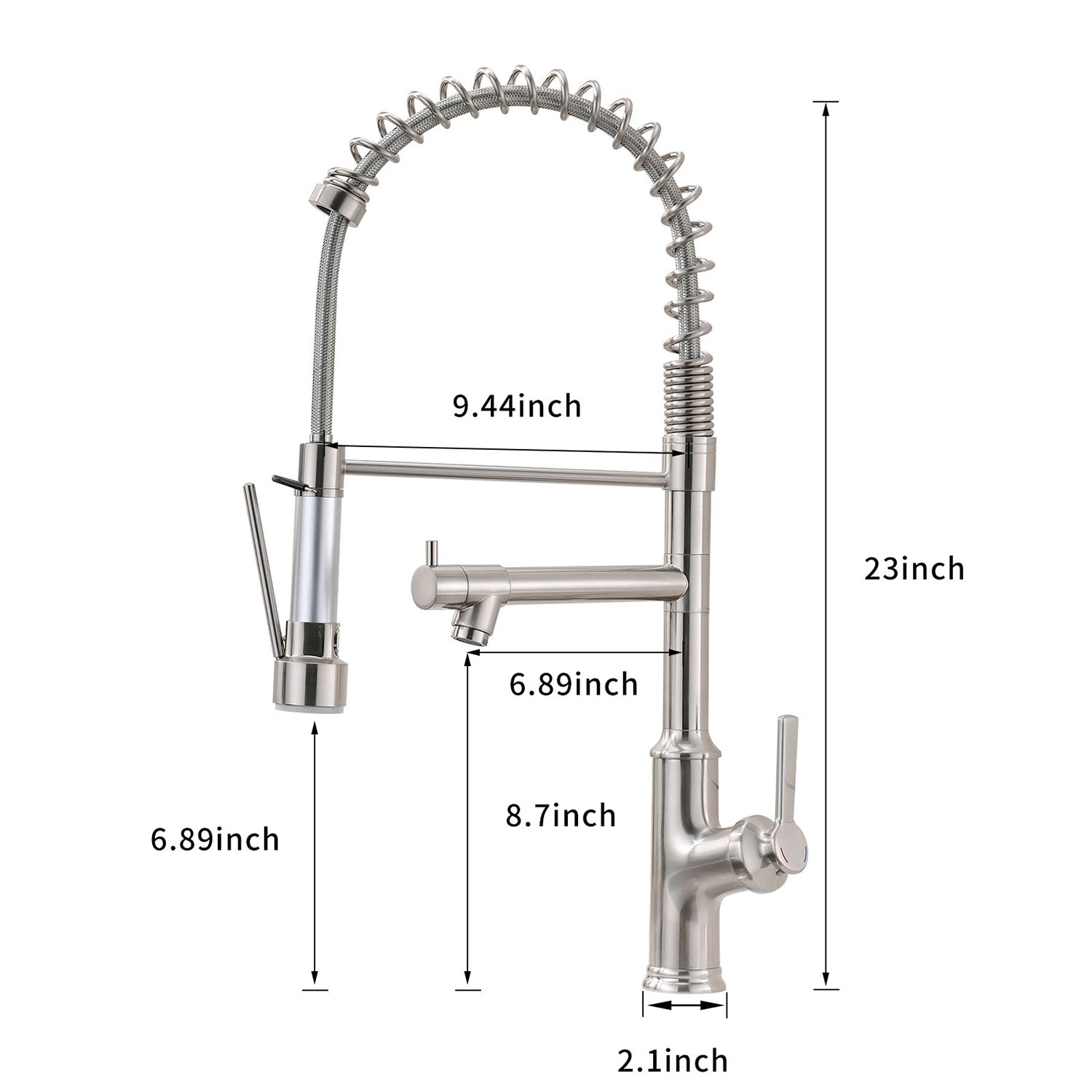 Modern Pull Down Single Handle Kitchen Faucet in Brushed Nickel
