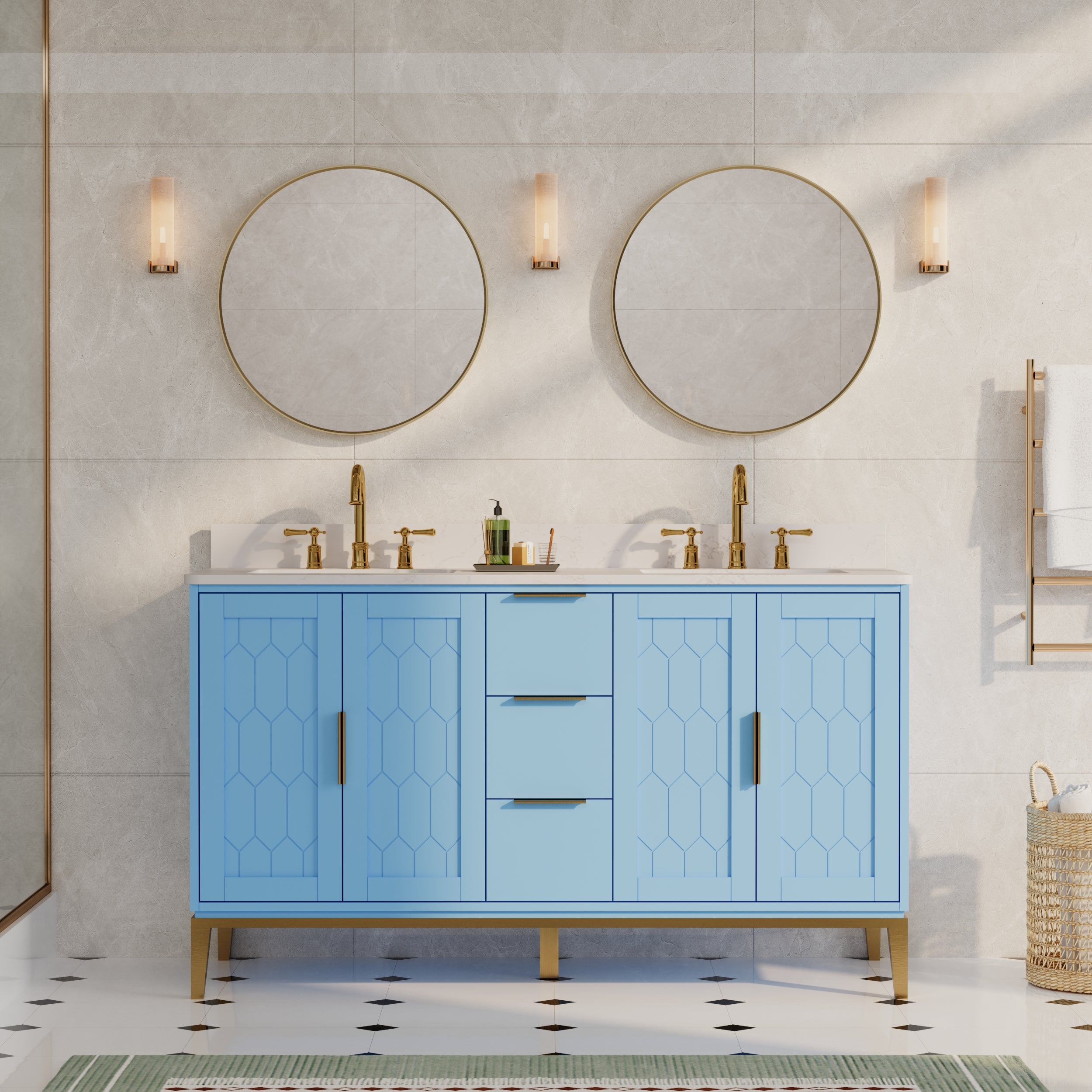 24 in. W x 24 in. H Modern Bathroom Mirror Round Framed Aluminum Wall Mirror Brushed Gold