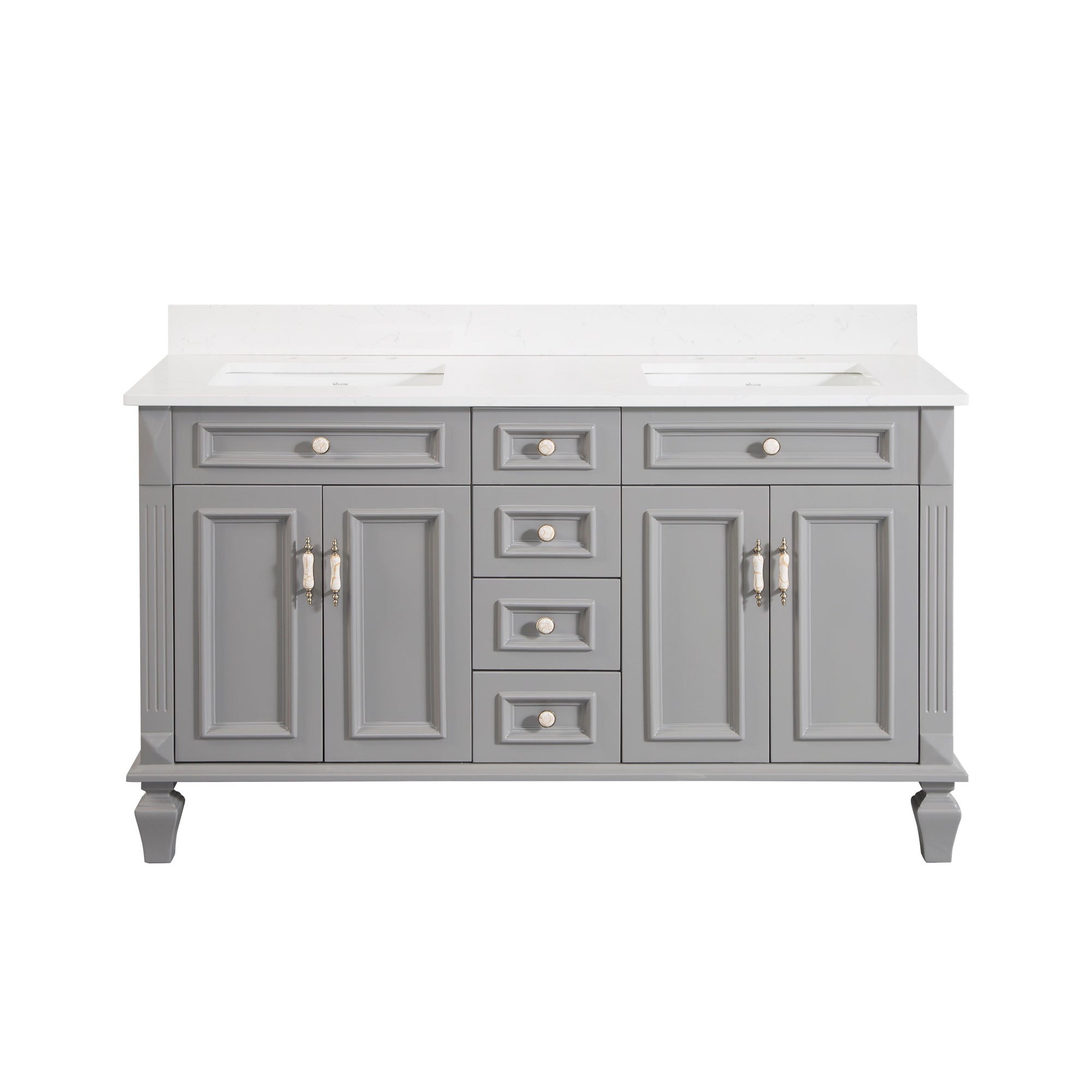 60 in. Freestanding Solid Wood Bathroom Vanity | Bathroom Vanity With ...