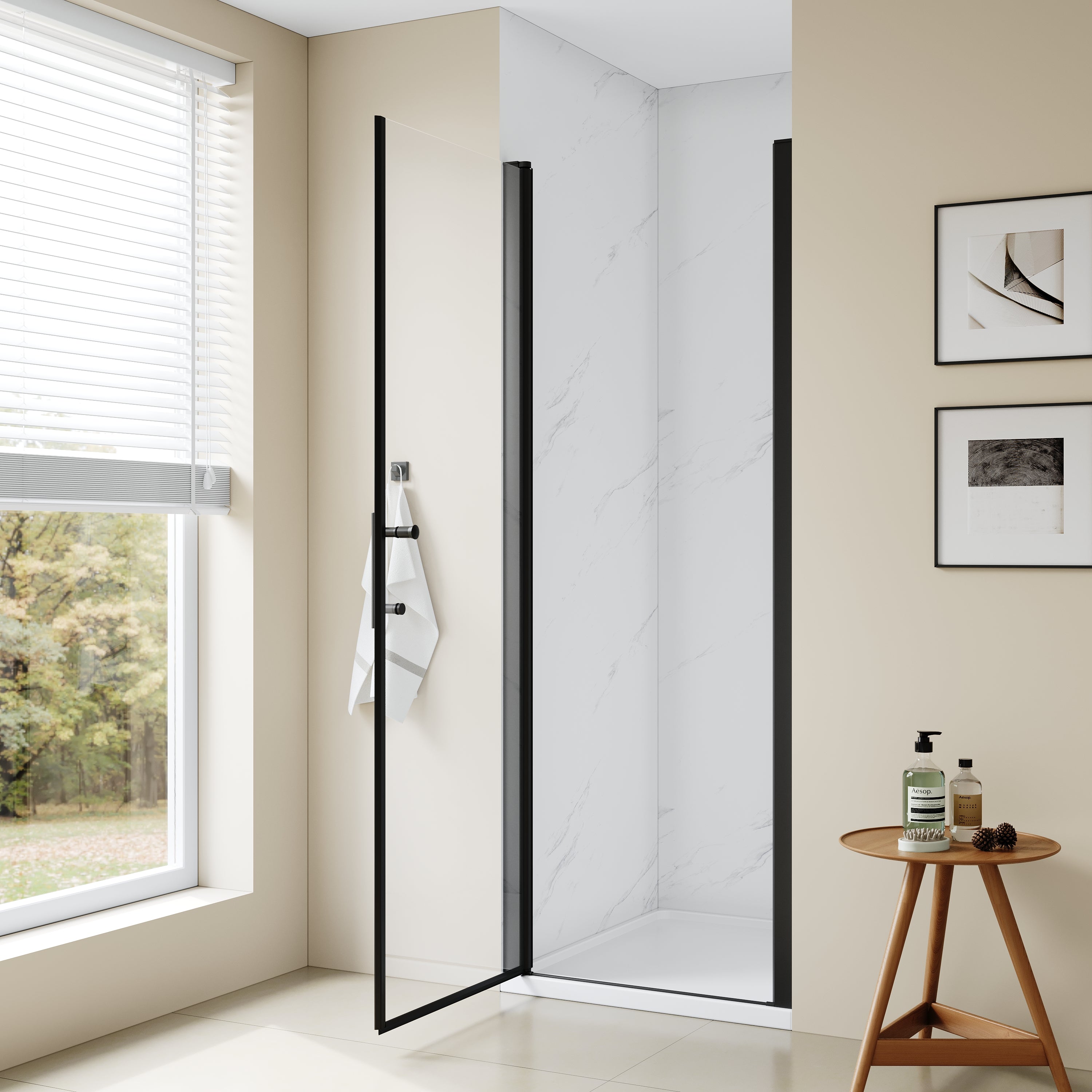 24-7/16”-26” x 68” Semi-Frameless Pivot Shower Door with 1/4 inch Tempered Glass