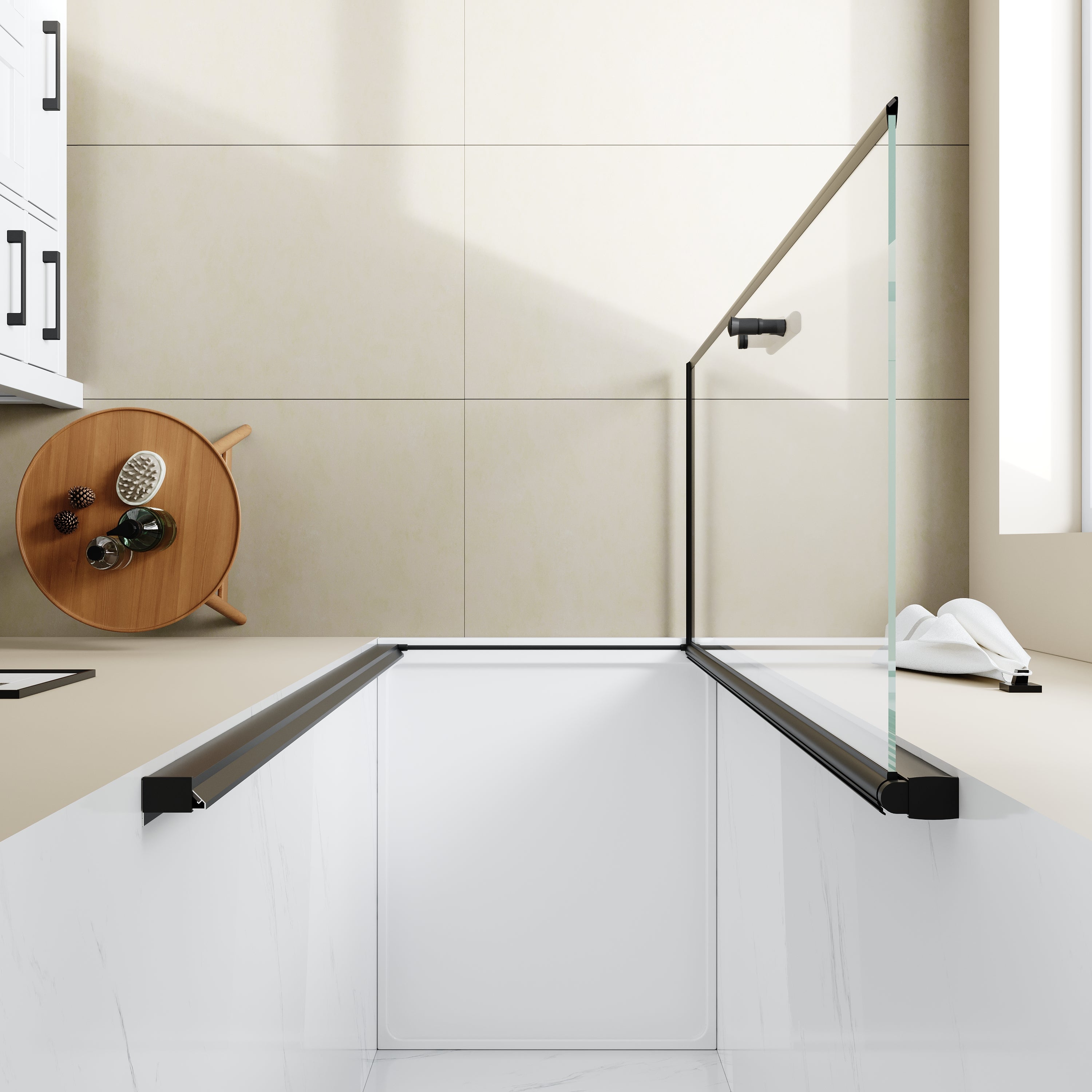 24-7/16”-26” x 68” Semi-Frameless Pivot Shower Door with 1/4 inch Tempered Glass