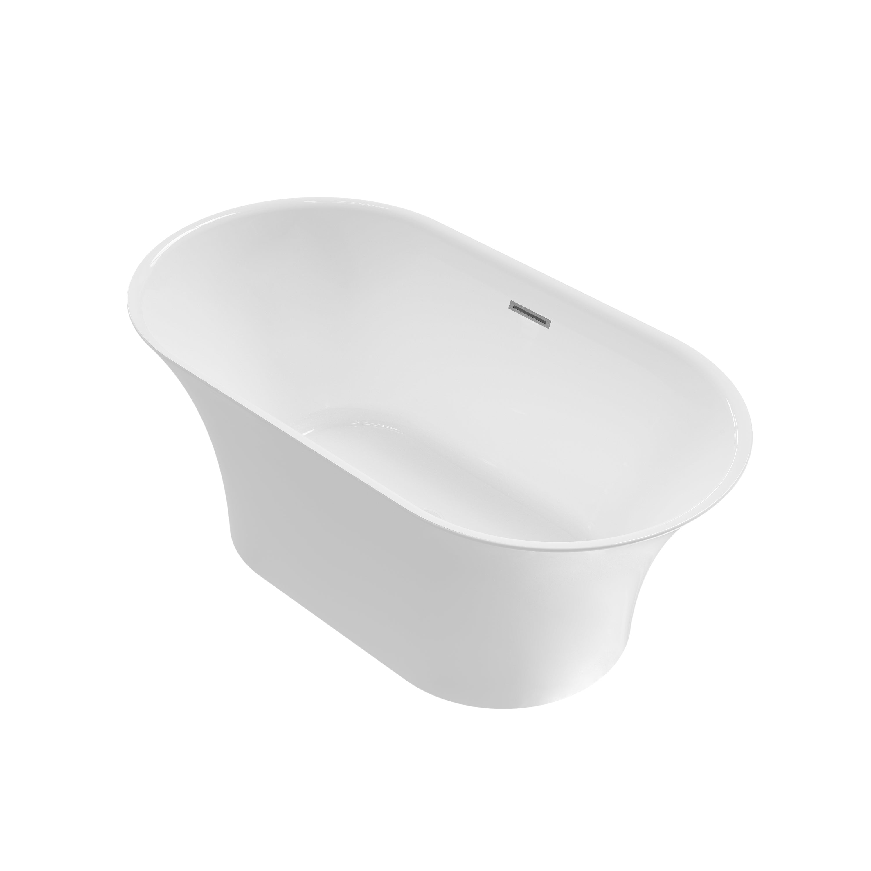 59" Acrylic Freestanding Bathtub Contemporary 66GAL Soaking Tub in Glossy White