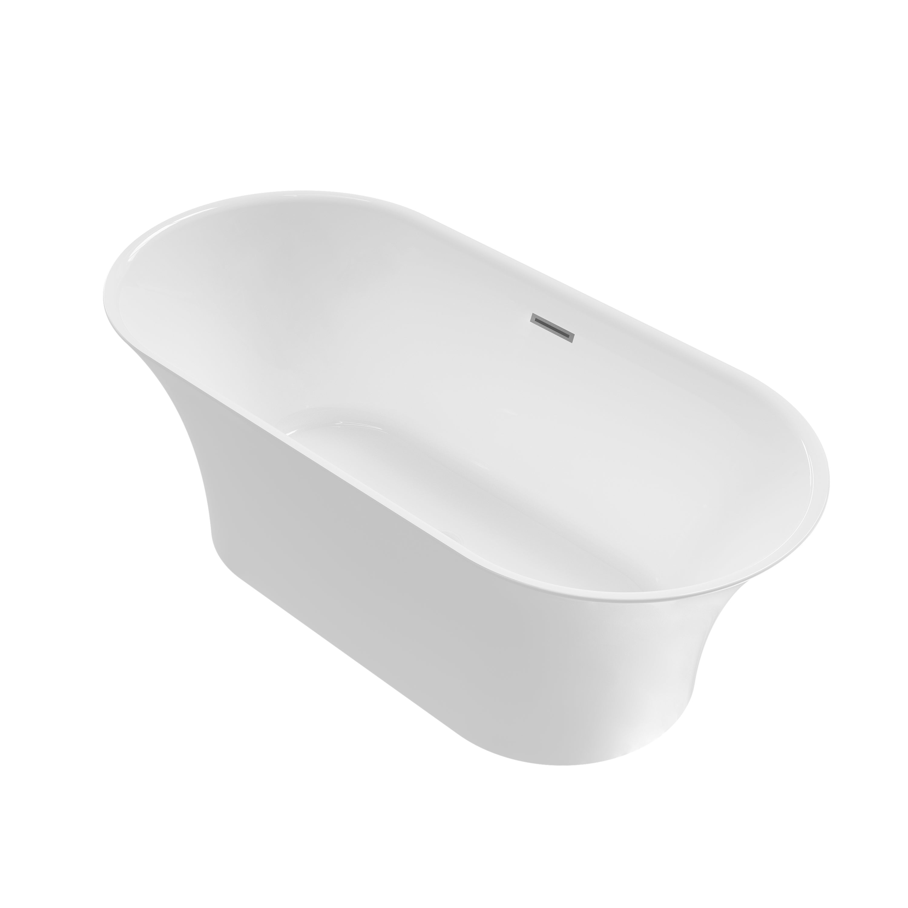 67" Acrylic Freestanding Bathtub Contemporary 71GAL Soaking Tub in Glossy White