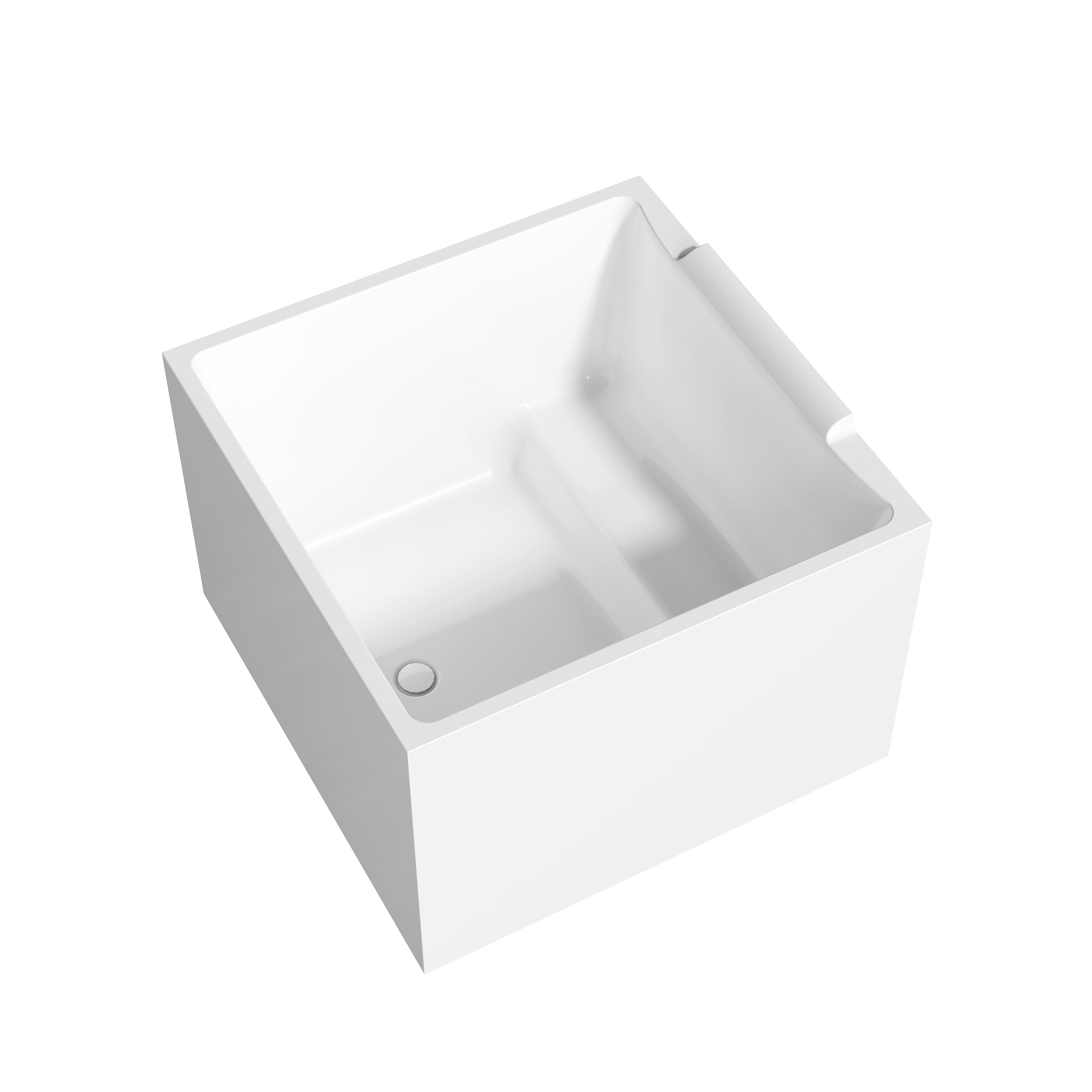 39 in. x 39 in. Acrylic Square Freestanding Soaking Bathtub with Groove Overflow and Pop-up Drainer, White
