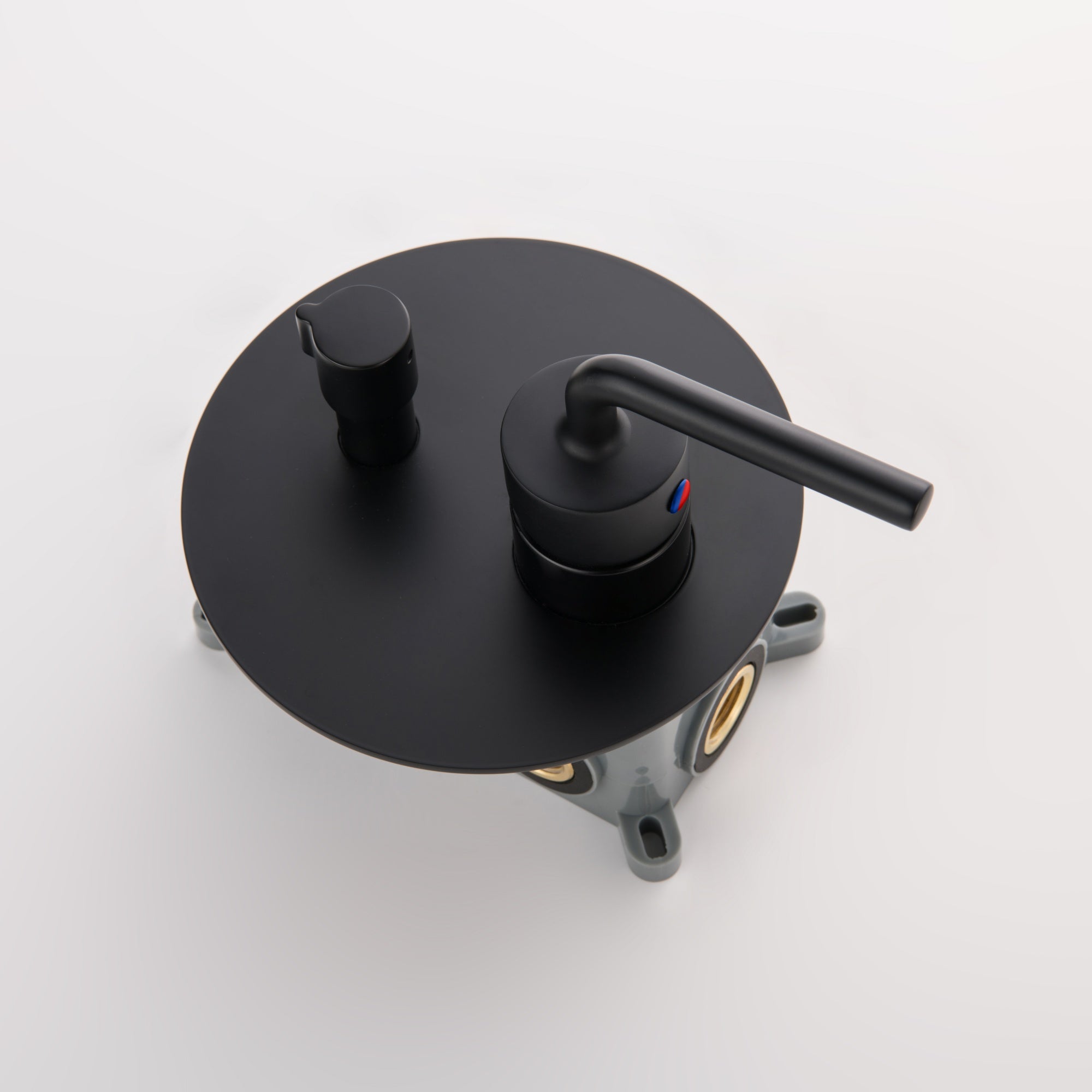 Matte Black Double Handle Two-function Concealed Round Shower System