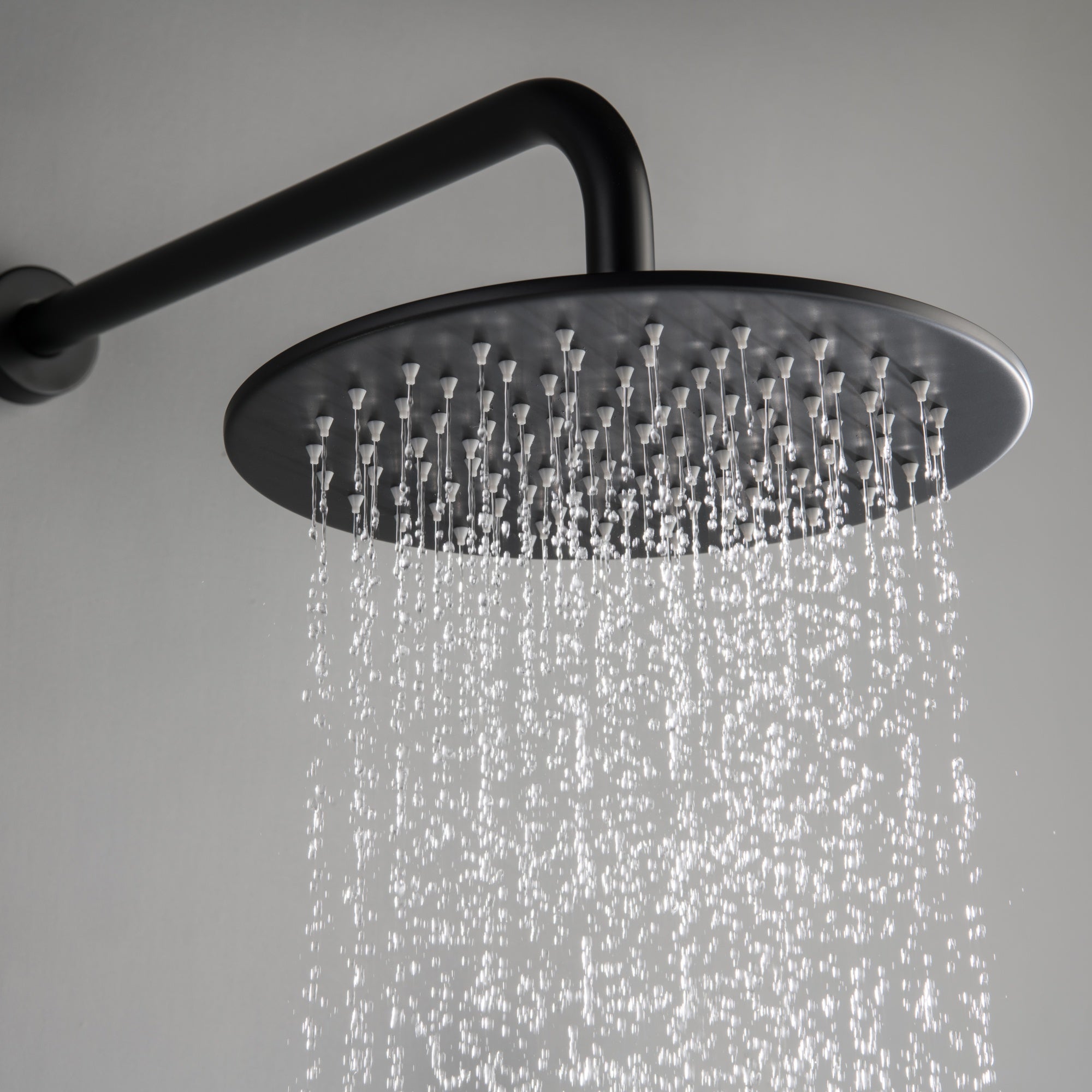 Matte Black Double Handle Two-function Concealed Round Shower System