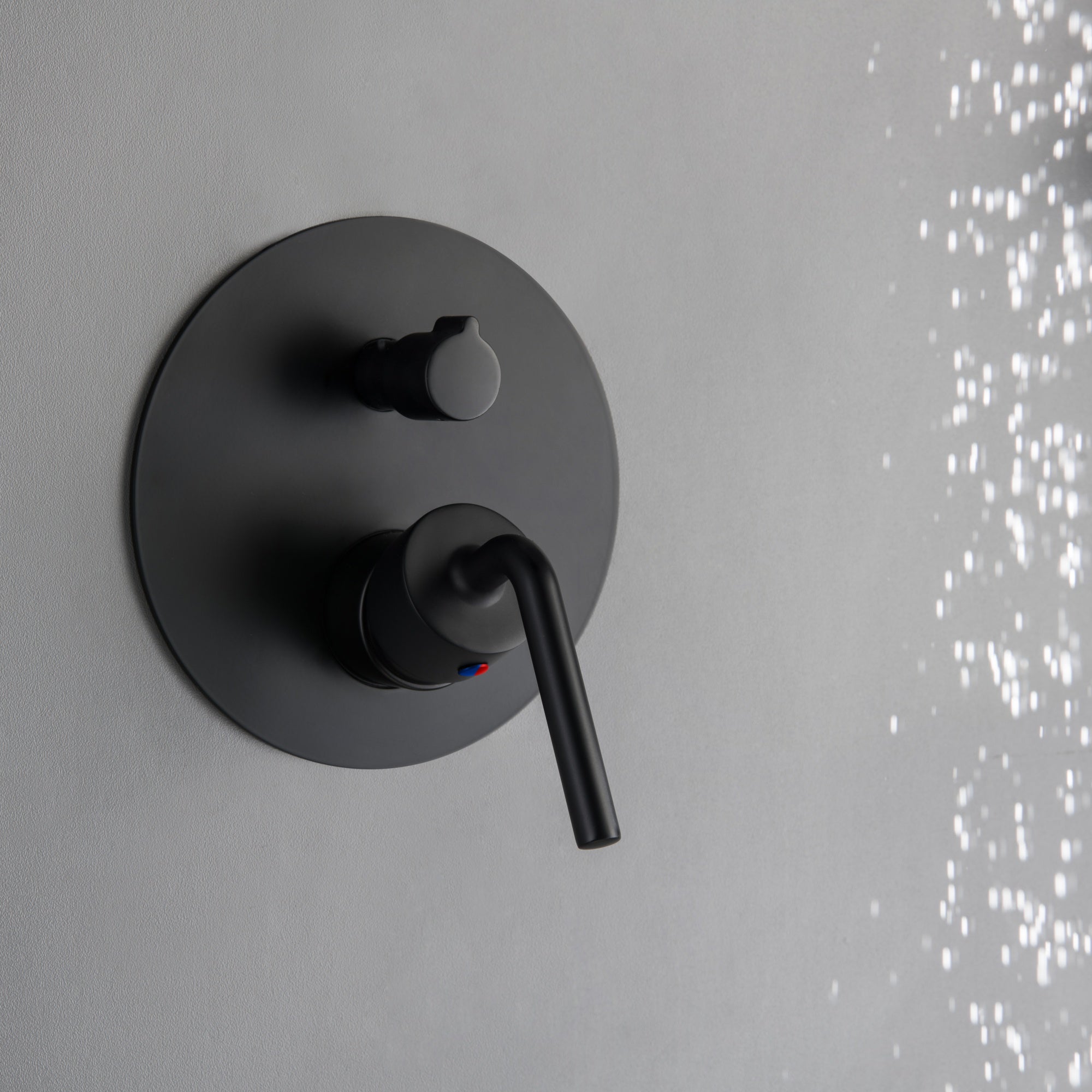 Matte Black Double Handle Two-function Concealed Round Shower System