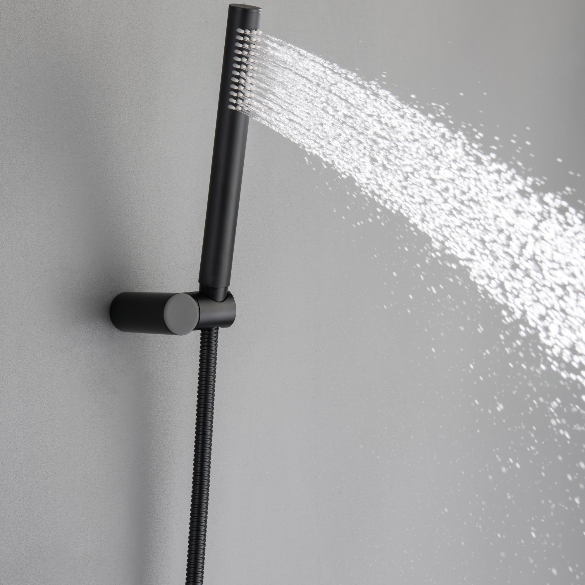 Matte Black Double Handle Two-function Concealed Round Shower System