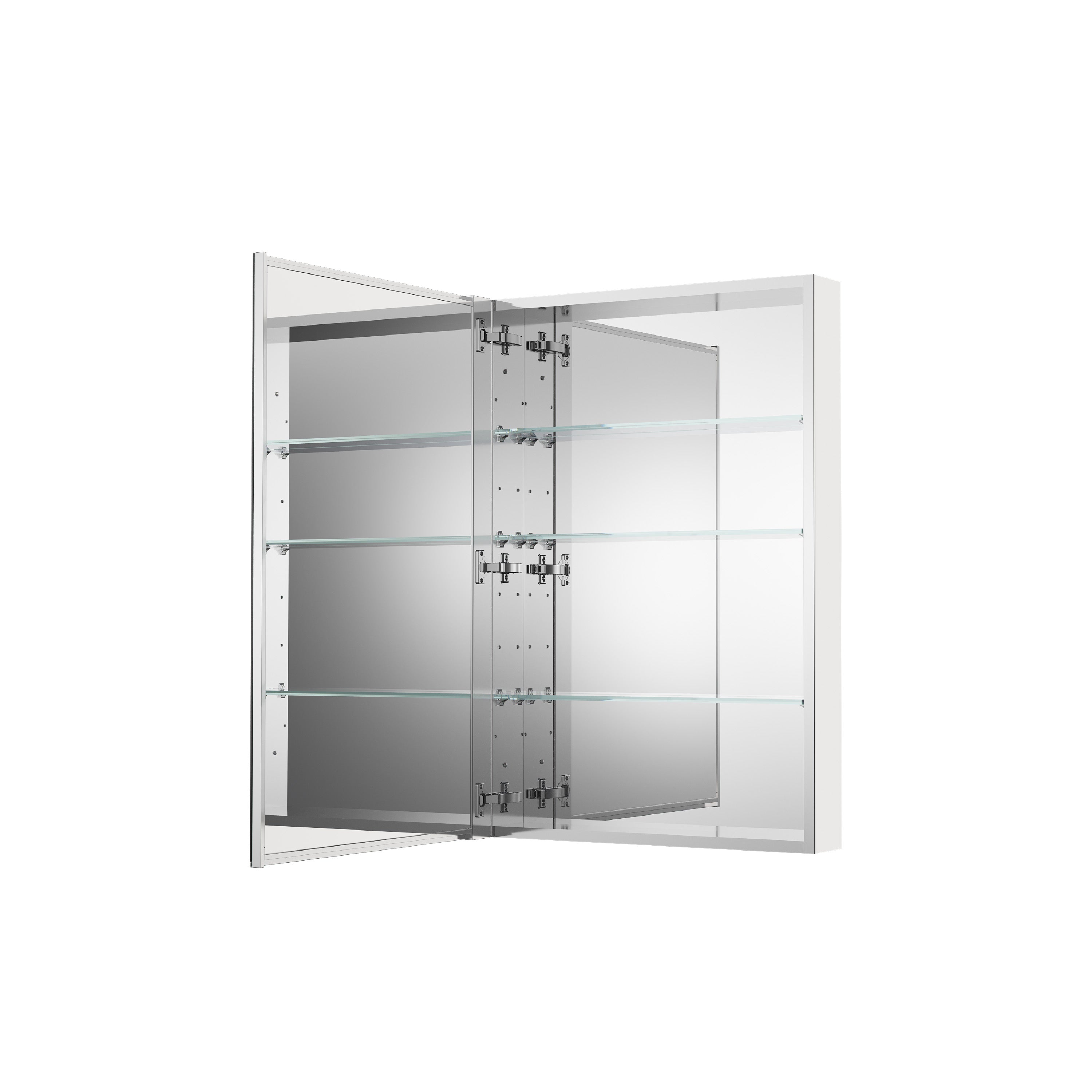 24 in. ×36 in. Copper-Free Tri-Views Mirror Medicine Cabinet, Recessed/Surface Mount and Left Swing Door