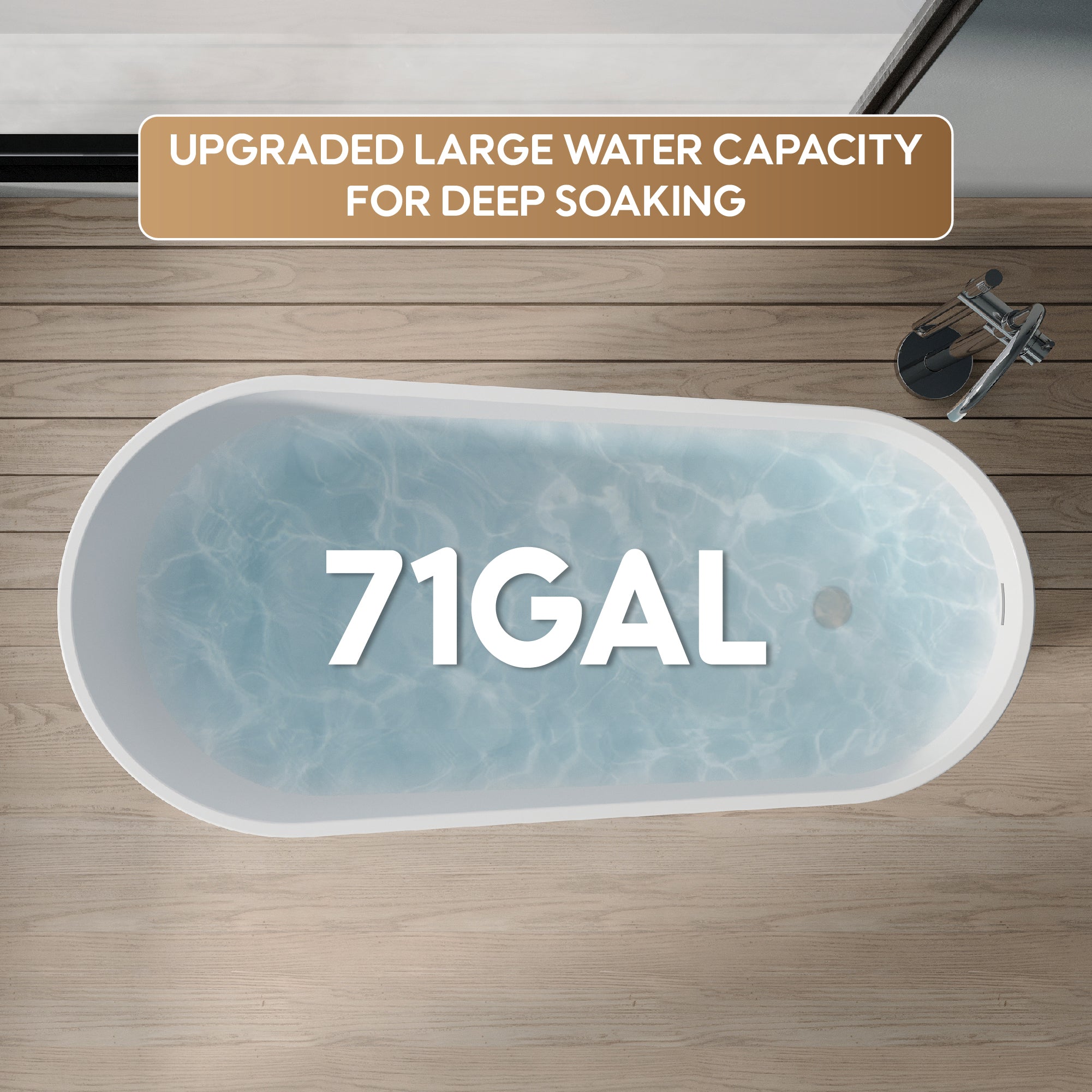 67" Freestanding Acrylic Bathtub with Slotted Overflow in Glossy White