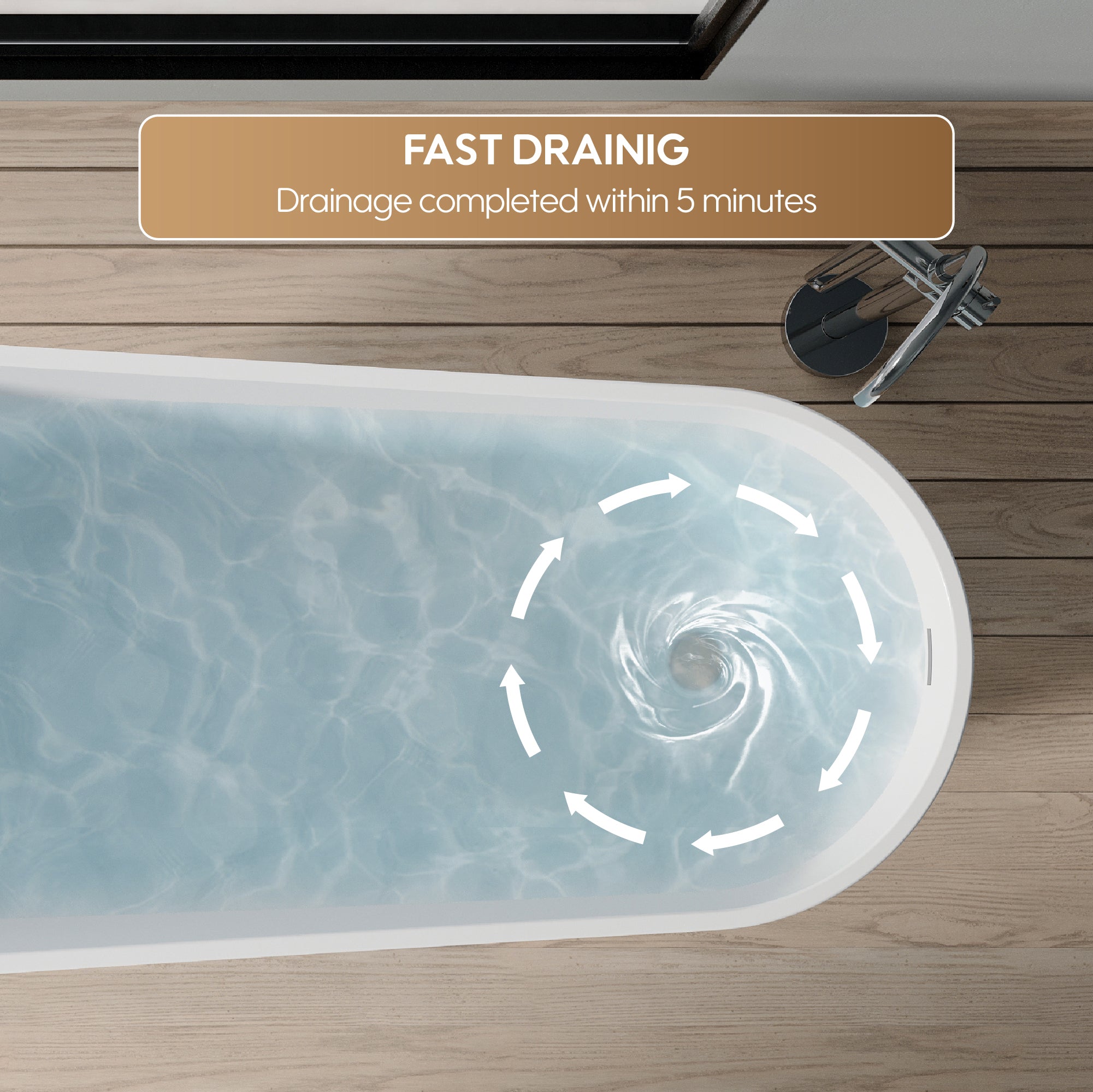 67" Freestanding Acrylic Bathtub with Slotted Overflow in Glossy White