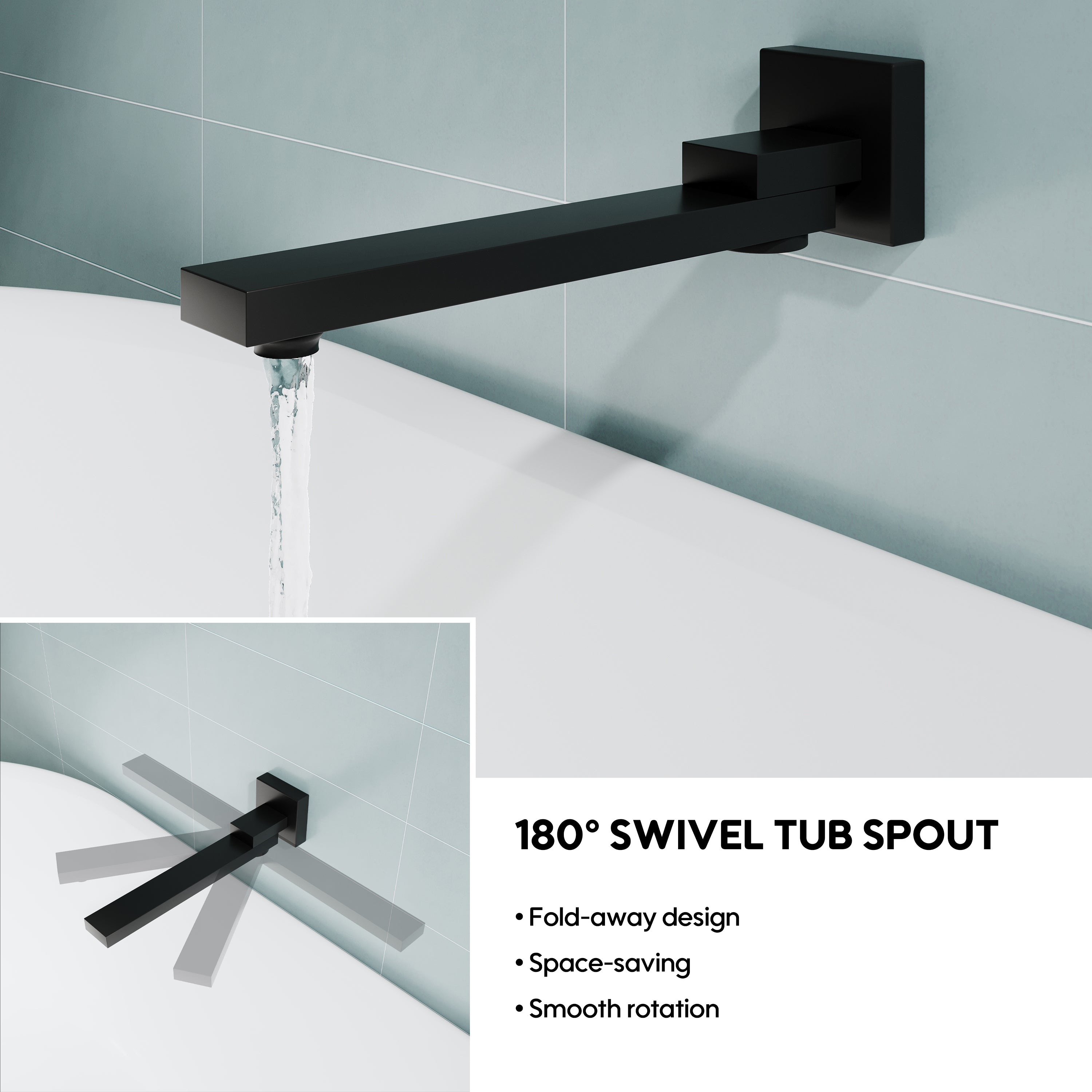 10 inch Single Handle High Pressure Tub and Shower Faucet with Hand Shower in Matte Black