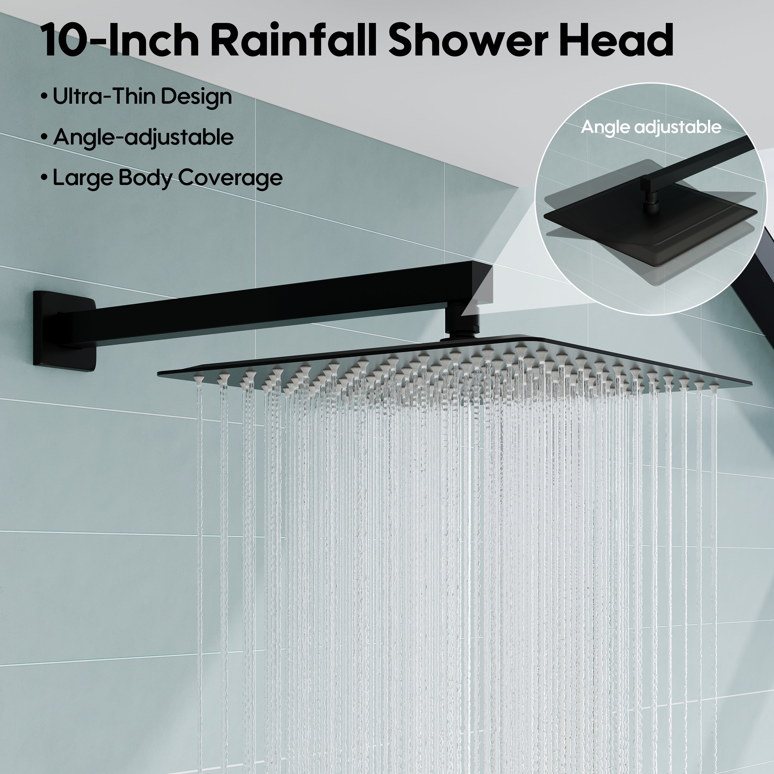 10 inch Single Handle High Pressure Tub and Shower Faucet with Hand Shower in Matte Black