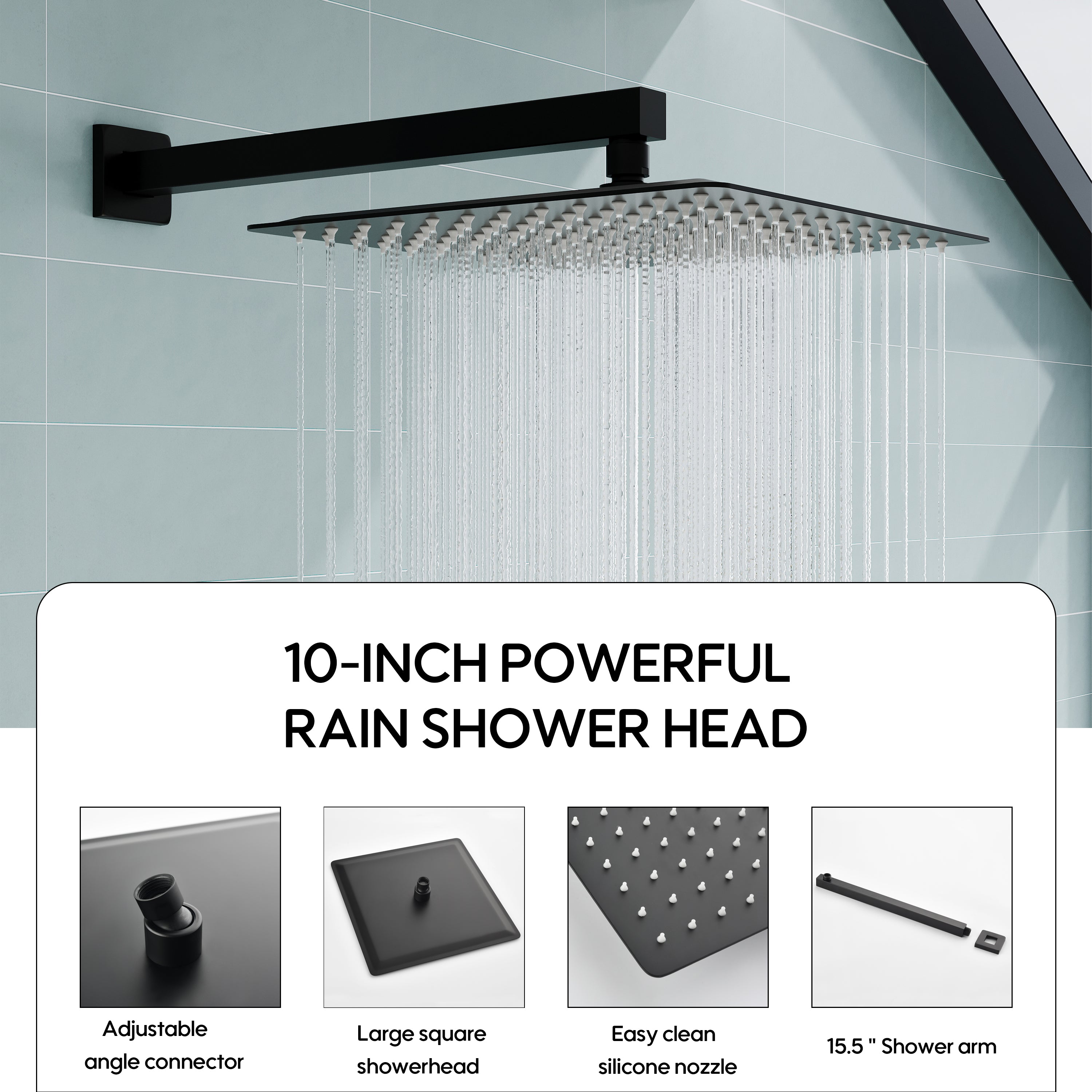10 inch Single Handle High Pressure Tub and Shower Faucet with Hand Shower in Matte Black